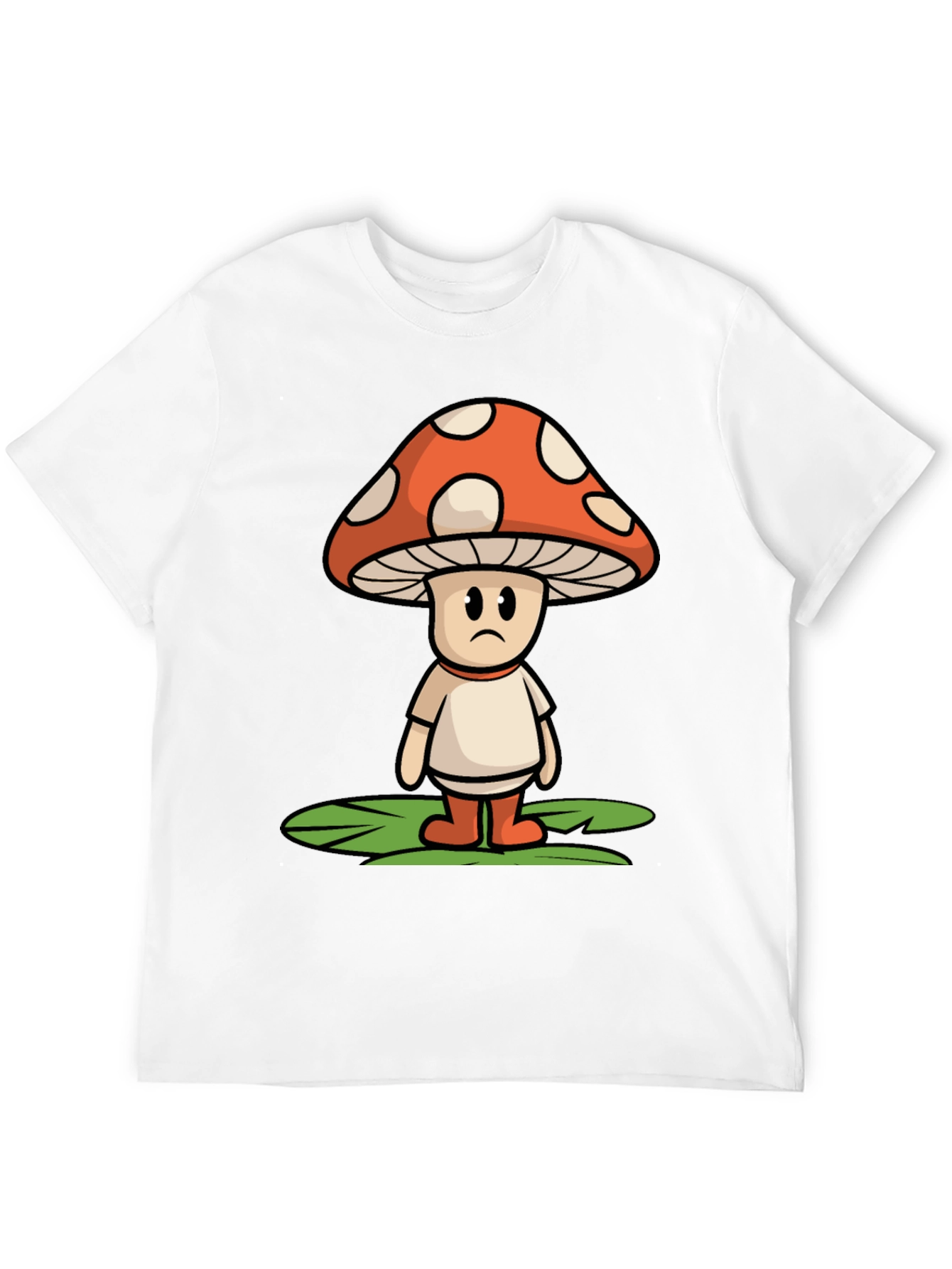Black Sad Mushroom Graphic Tee - Funky Black T-Shirt view 12