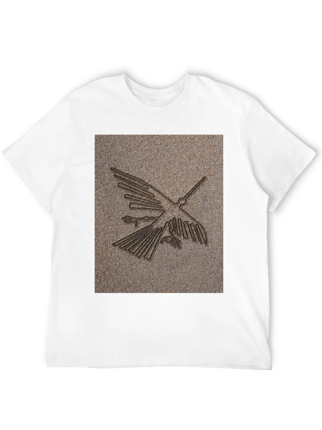 Black Nazca Lines Bird Graphic Tee - Black Cotton T-Shirt view 12