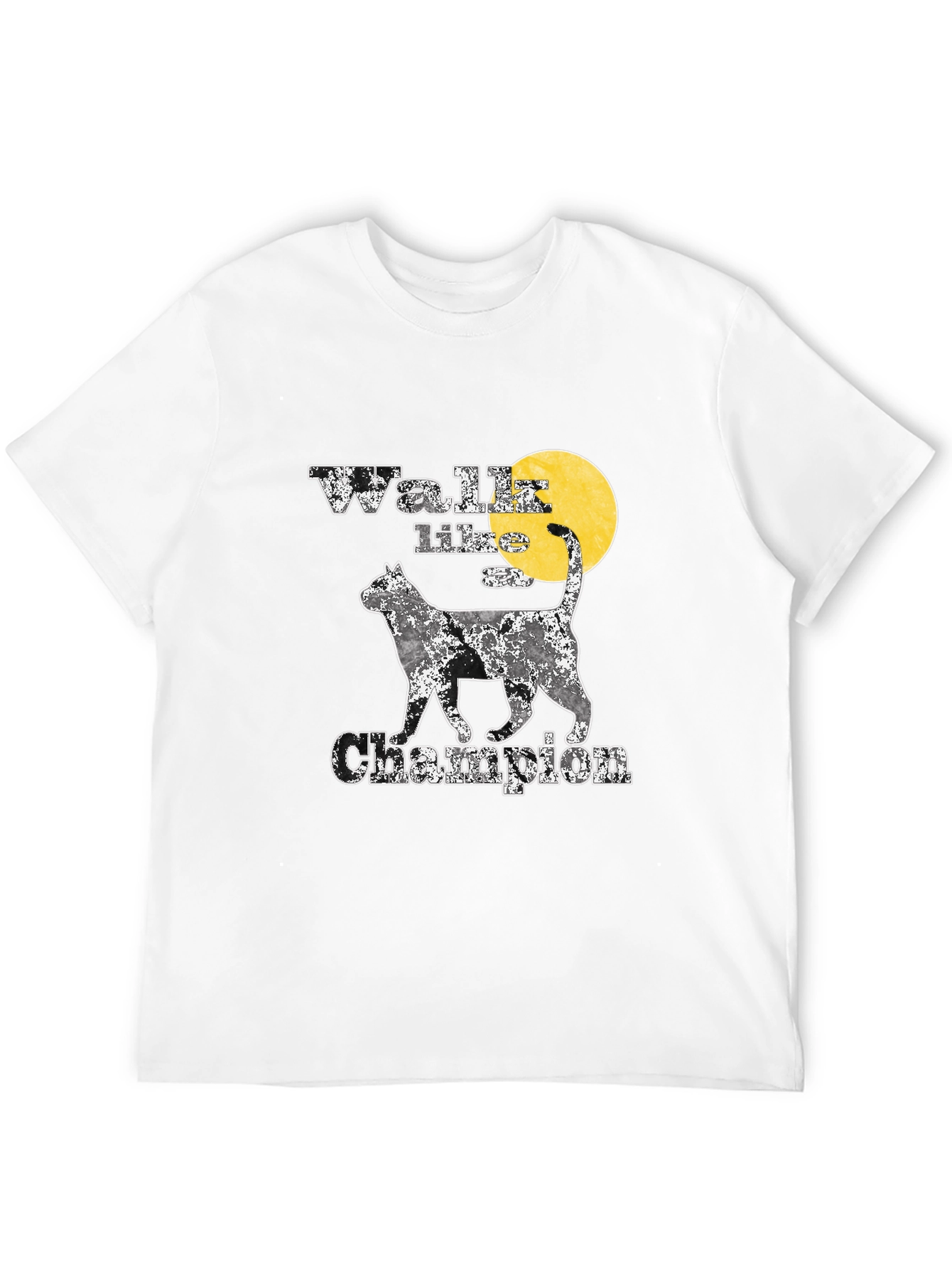 Black Walk Like A Champion Cat Graphic Tee view 12