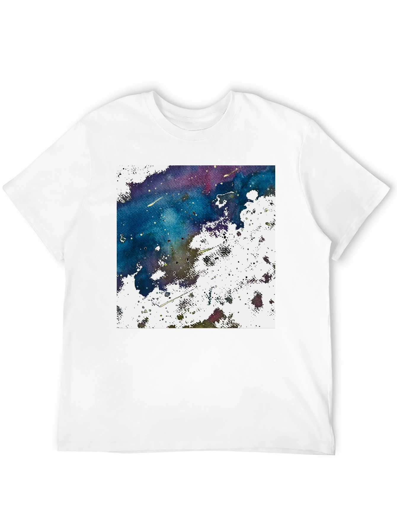 Black Abstract Galaxy Graphic Print Black T-Shirt view 12