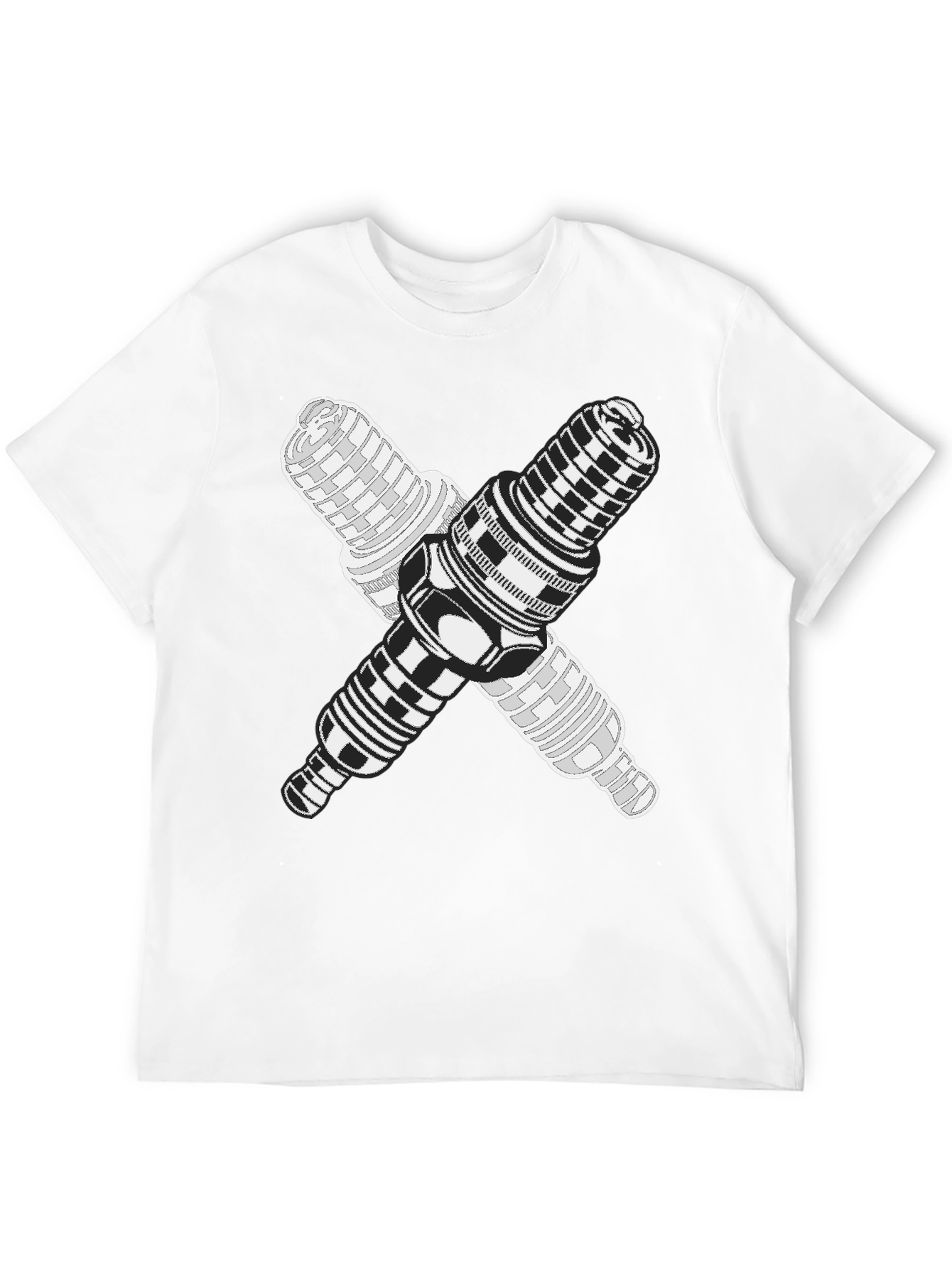 Black Crossed Spark Plugs Graphic Tee - Black Cotton Blend view 12