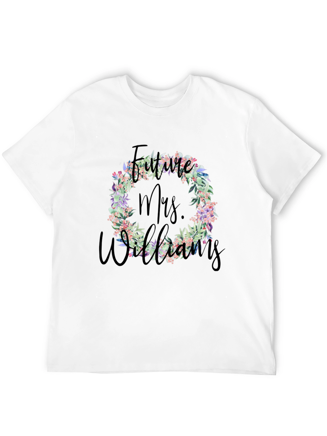 Black Future Mrs. Williams Floral Wreath T-Shirt view 12