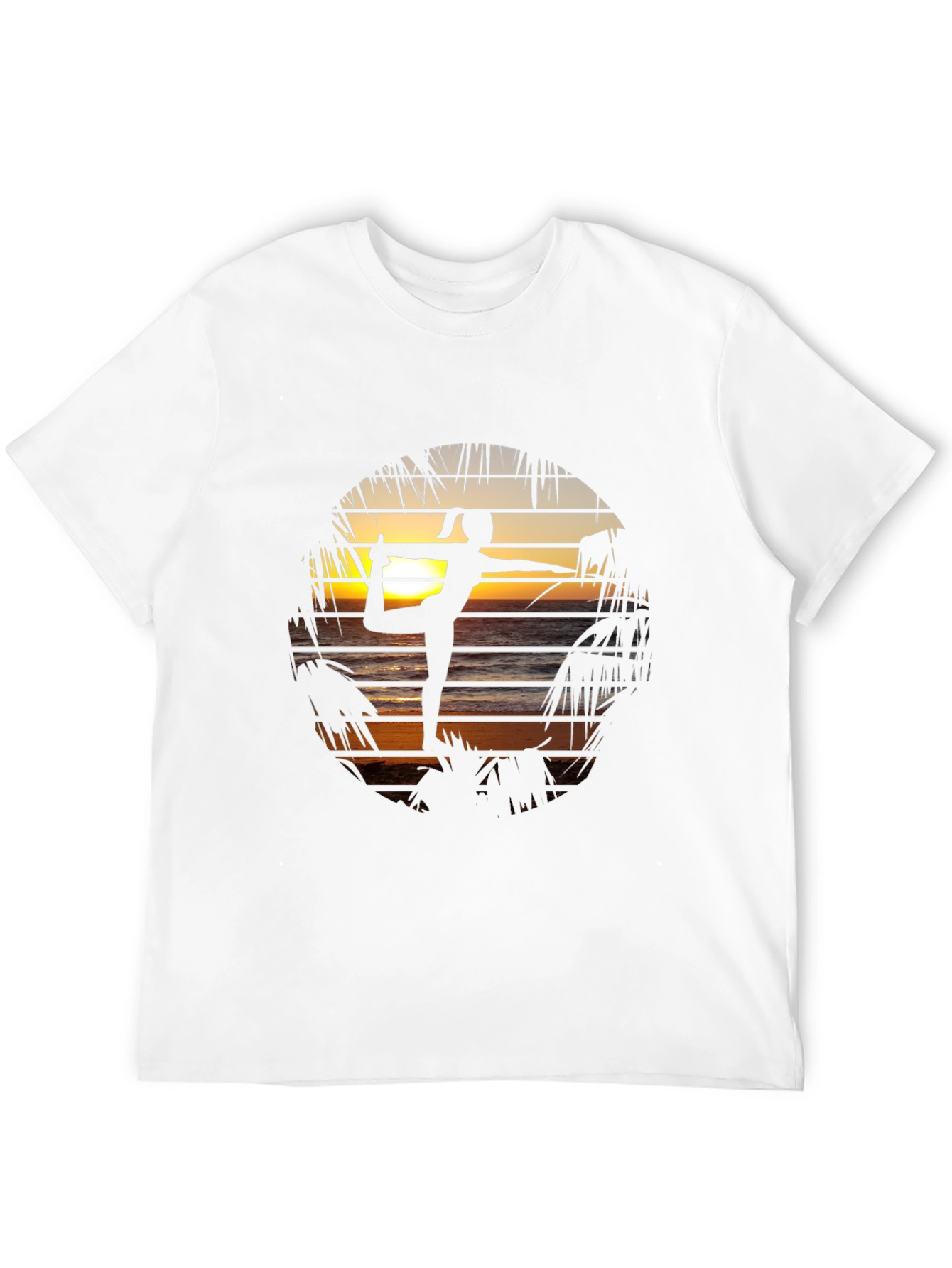 Black Yoga Sunset Graphic Tee - Zen Beach Vibes T-Shirt view 12