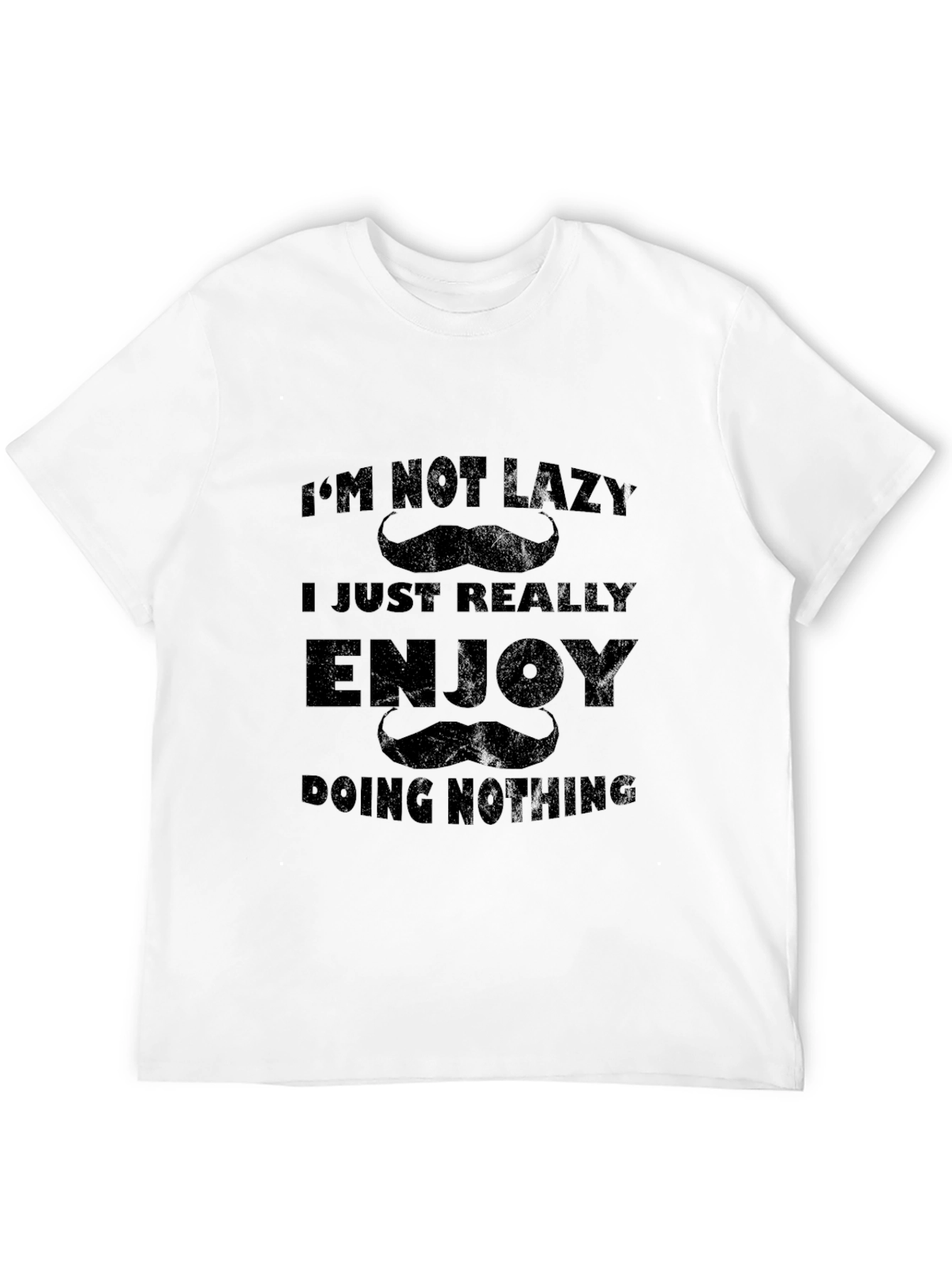 Black Funny Lazy Mustache Graphic T-Shirt view 12