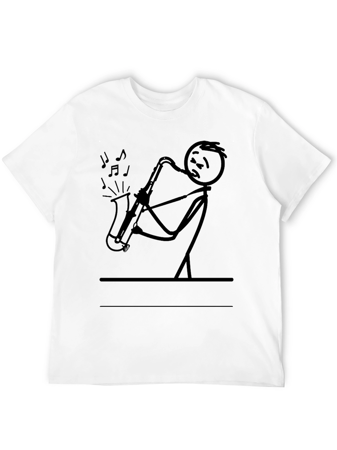 Black Saxophone Stick Figure T-Shirt - Musician Tee view 12