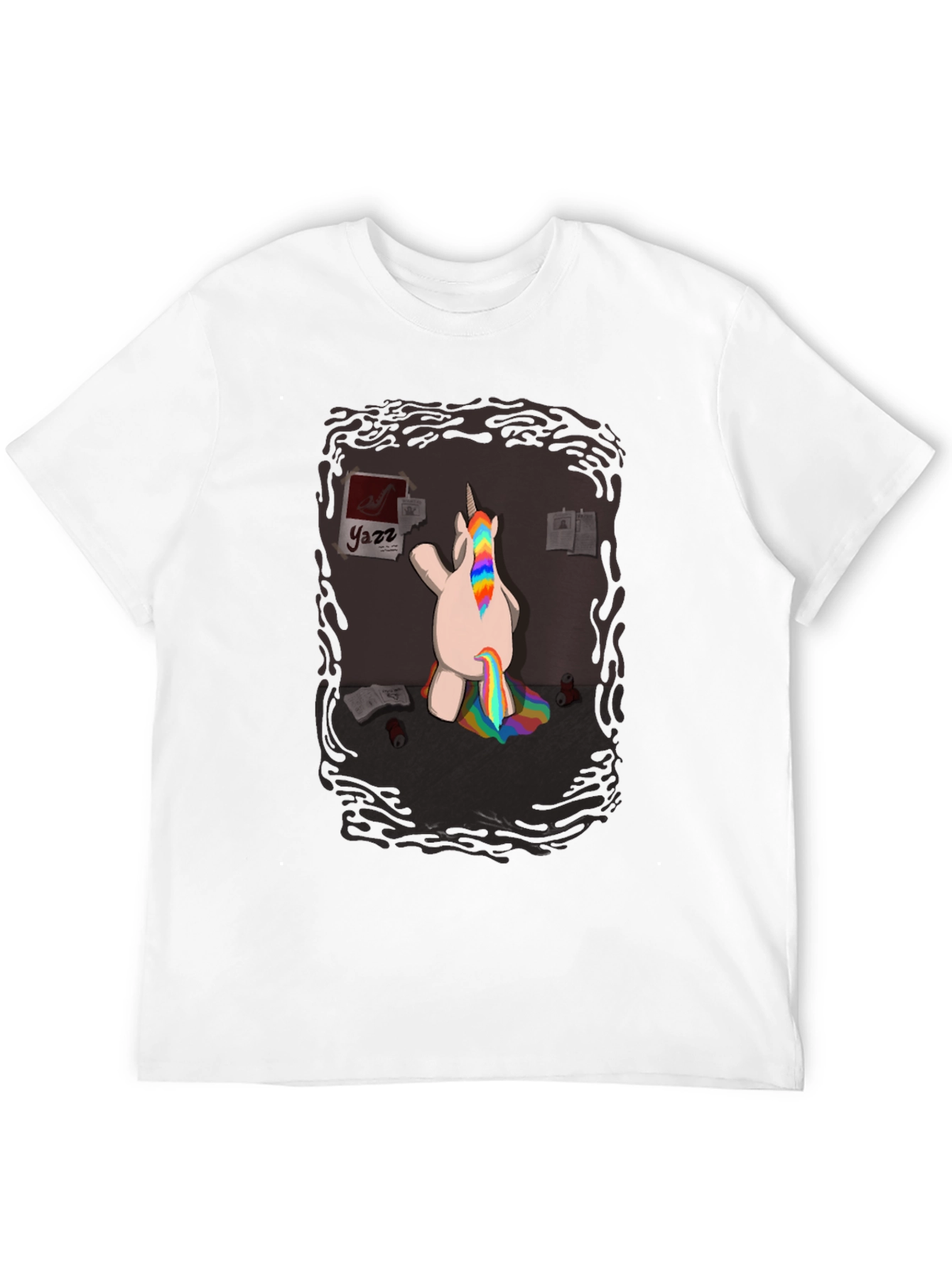 Black Funny Unicorn Rainbow Poop T-Shirt - Quirky Graphic Tee view 12
