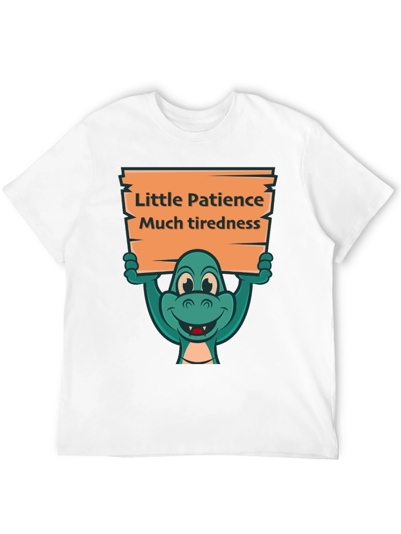 Black Funny Dinosaur Patience Tiredness Graphic Tee view 12