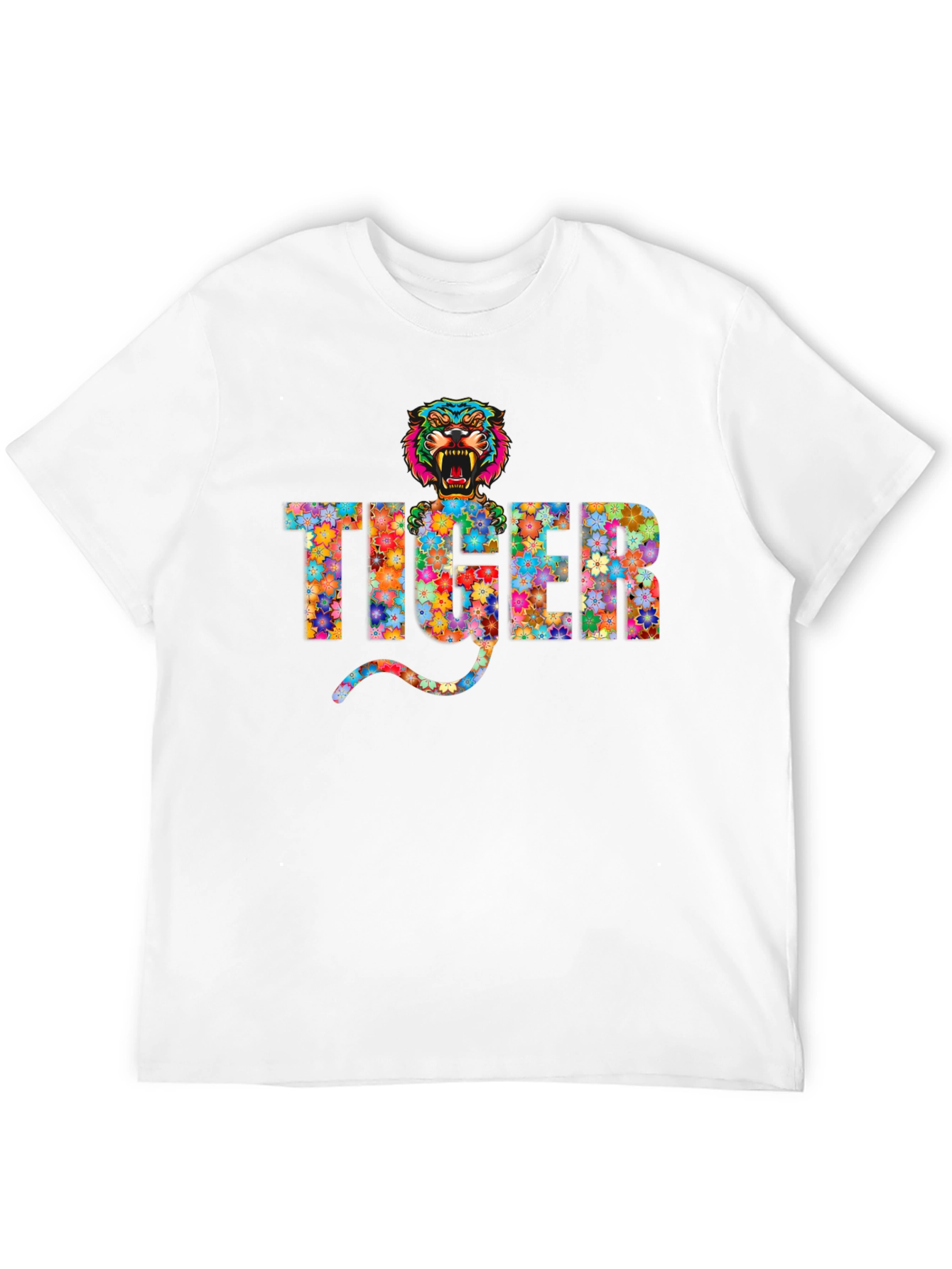 Black Floral Tiger Graphic T-Shirt view 12