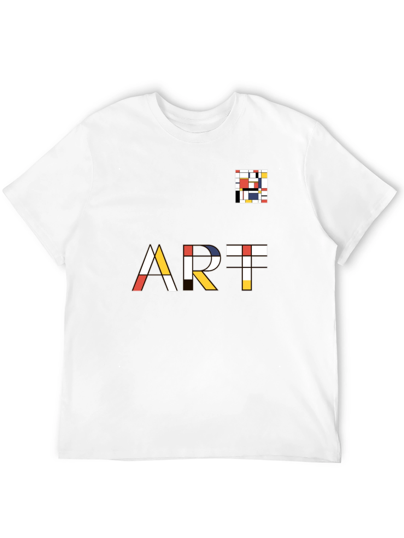 Black Mondrian Inspired Art T-Shirt - Modern Geometric Design view 12