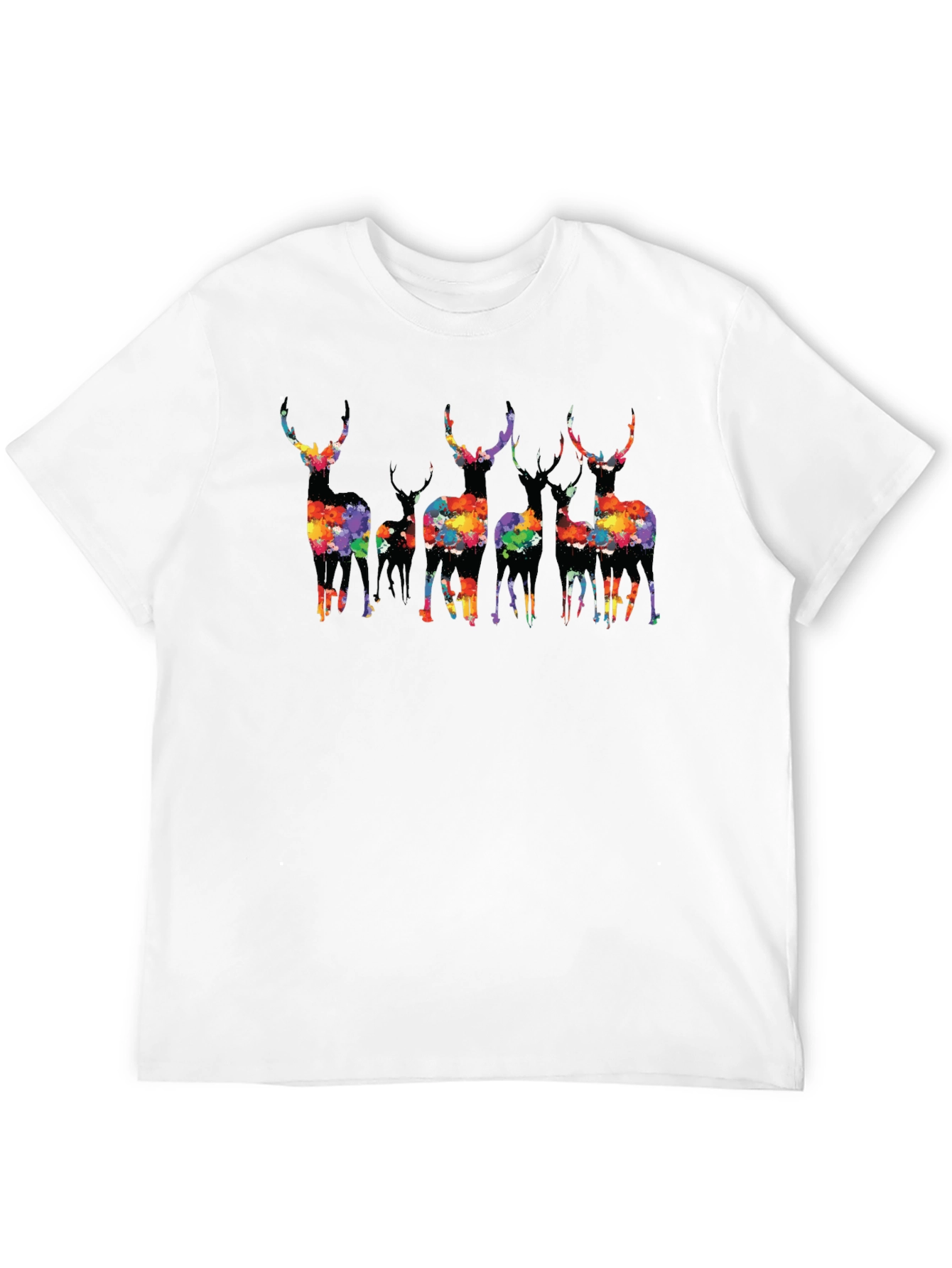 Black Colorful Deer Graphic Tee - Black view 12