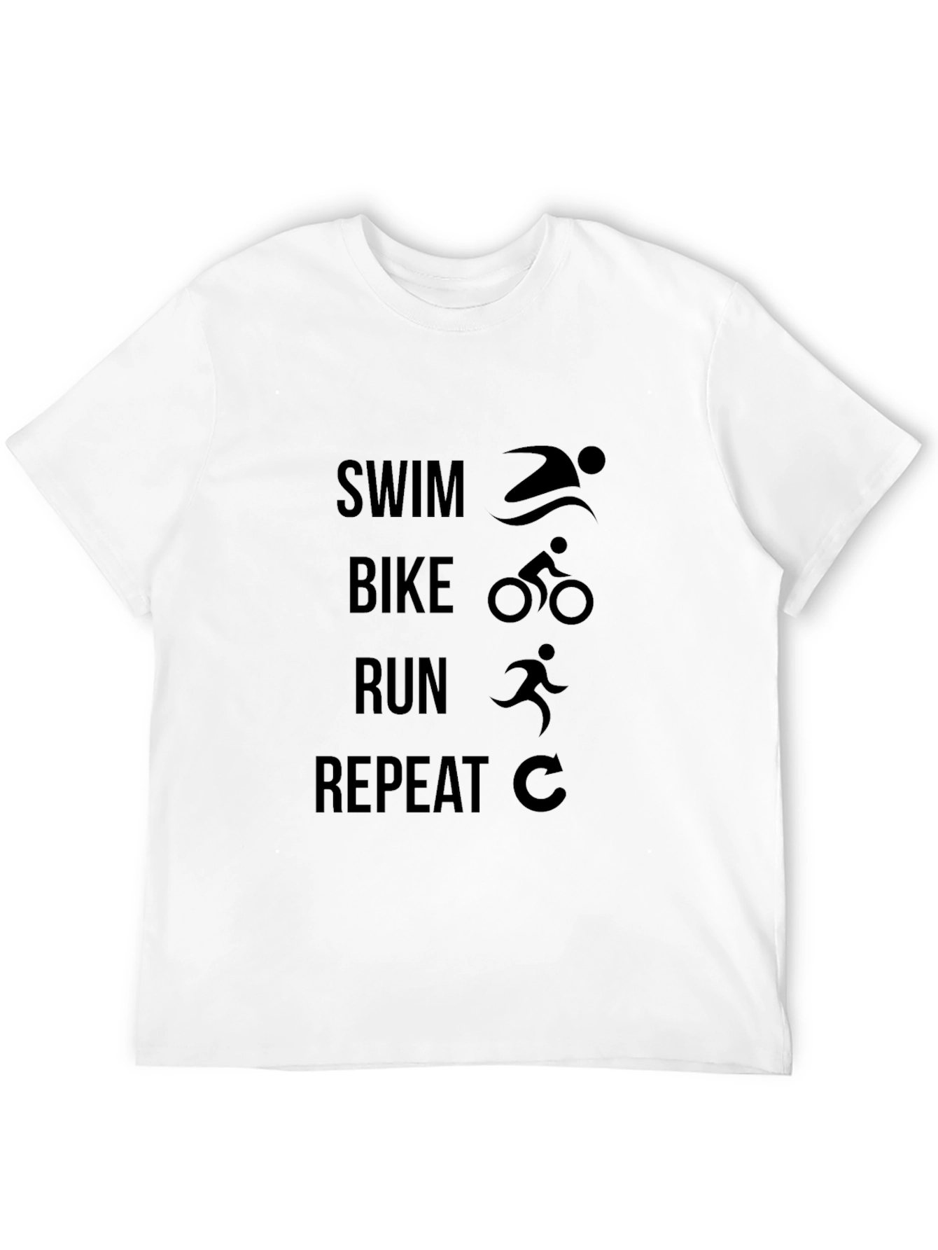 Black Swim Bike Run Repeat Black T-Shirt view 12