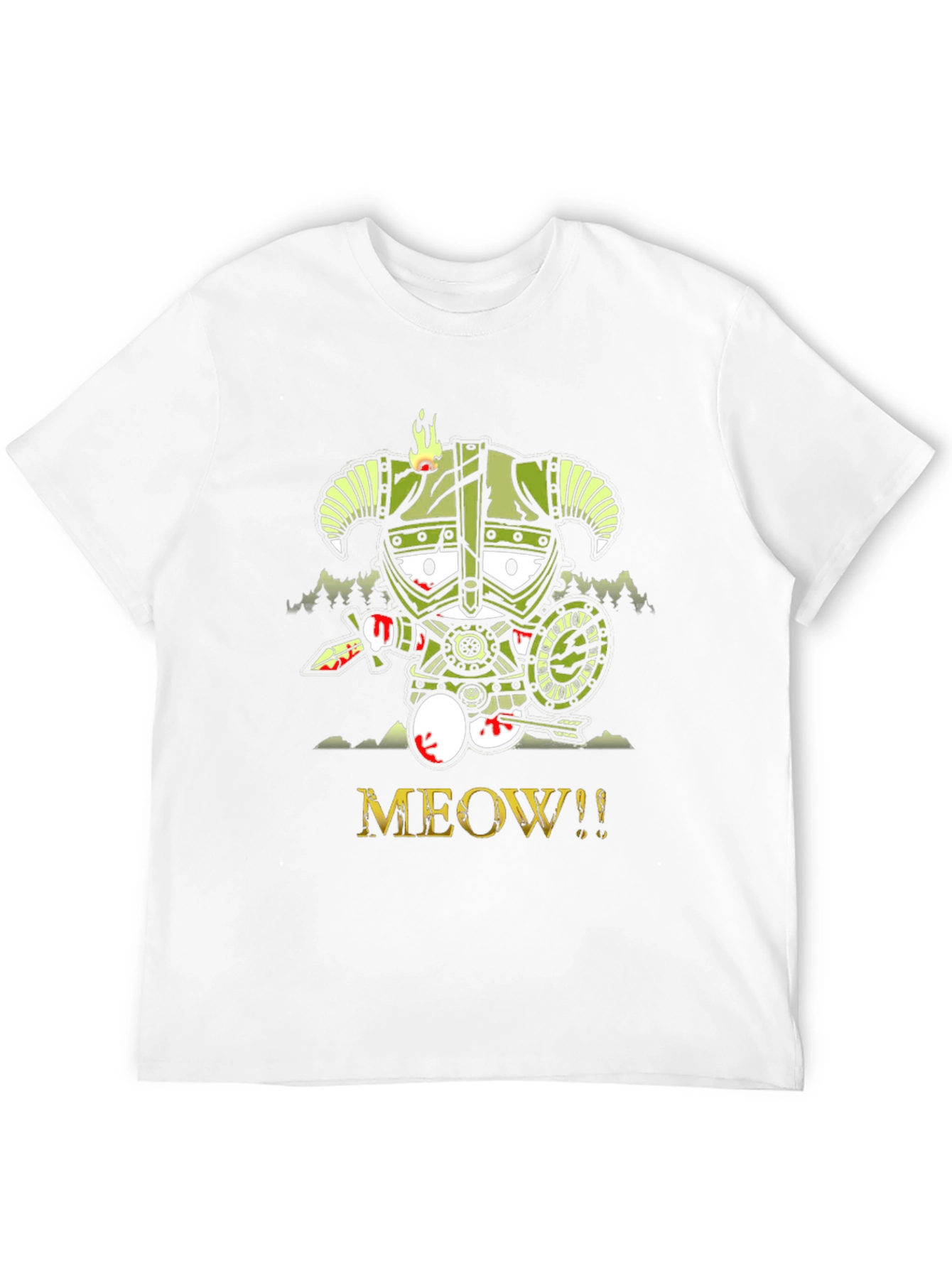 Black Meow Skyrim Cartoon Graphic T-Shirt view 12
