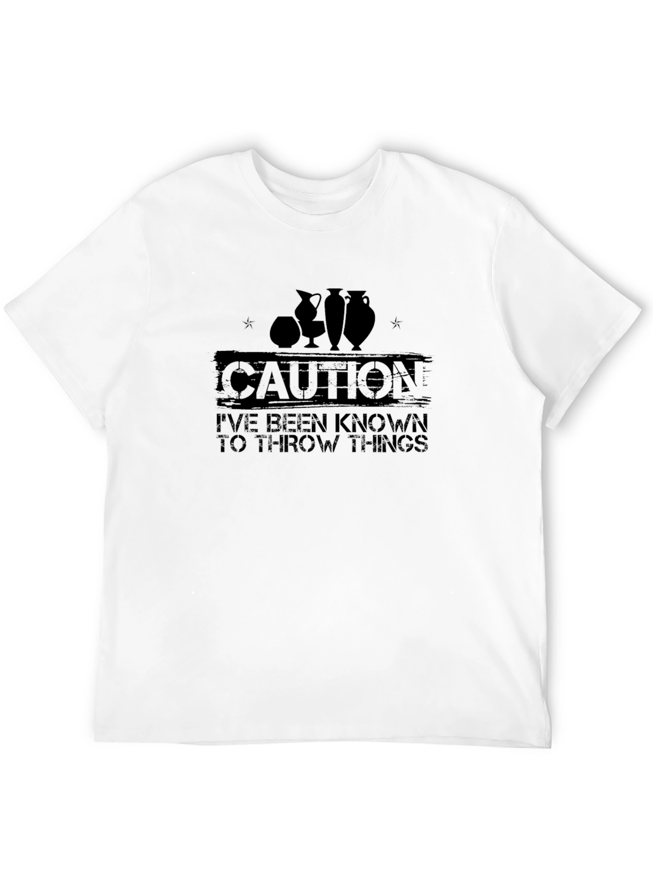 Black Caution: I Throw Things Pottery T-Shirt view 12