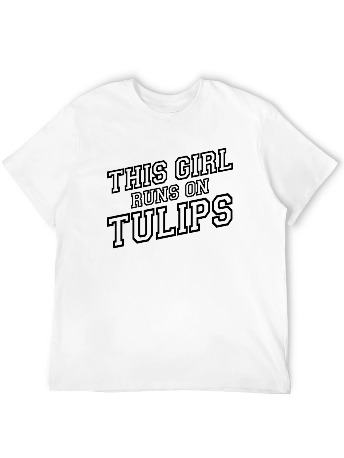 Black This Girl Runs On Tulips T-Shirt - Casual Graphic Tee view 12