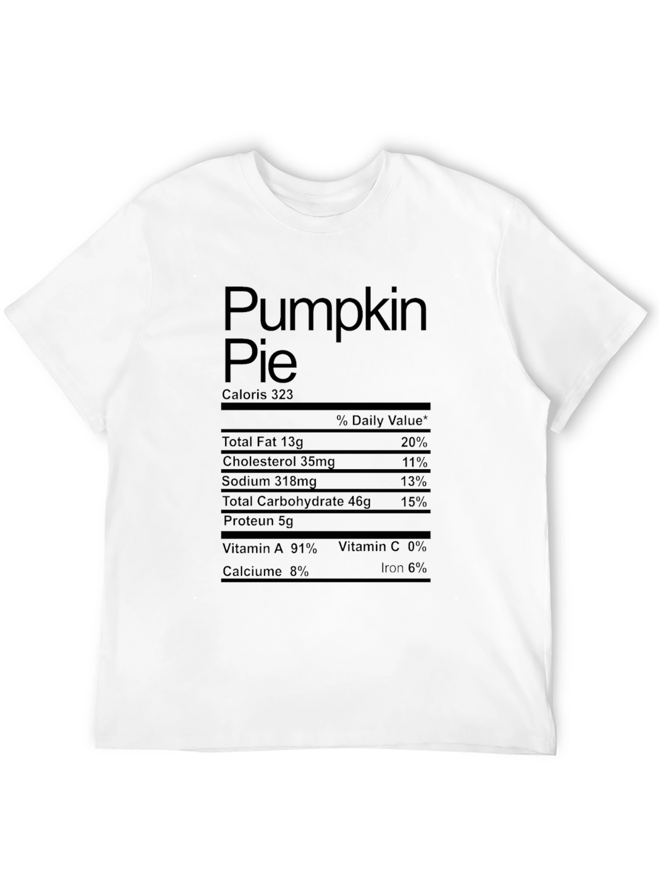 Black Pumpkin Pie Nutrition Facts Graphic Tee view 12