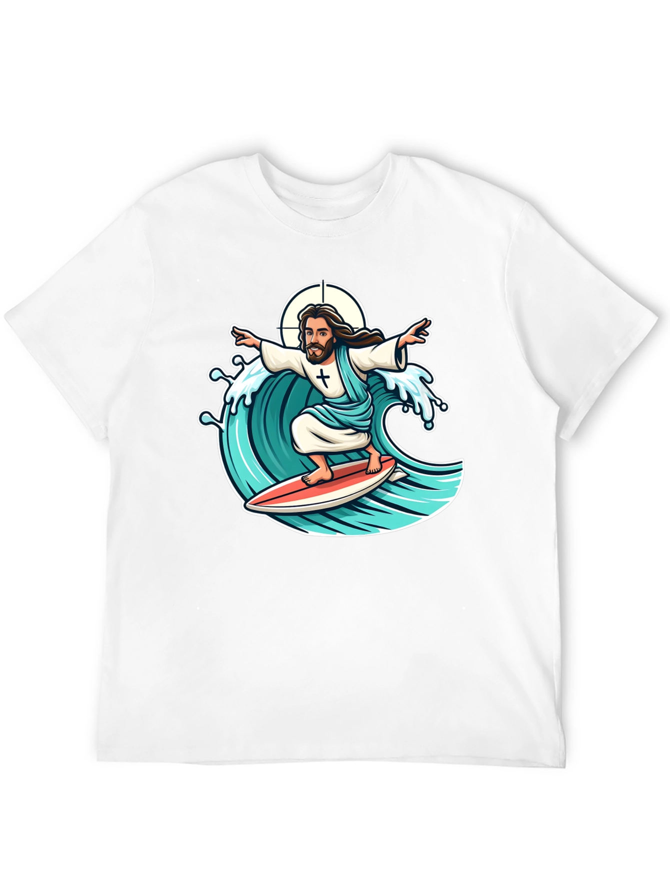 Black Surfing Jesus Graphic T-Shirt view 12