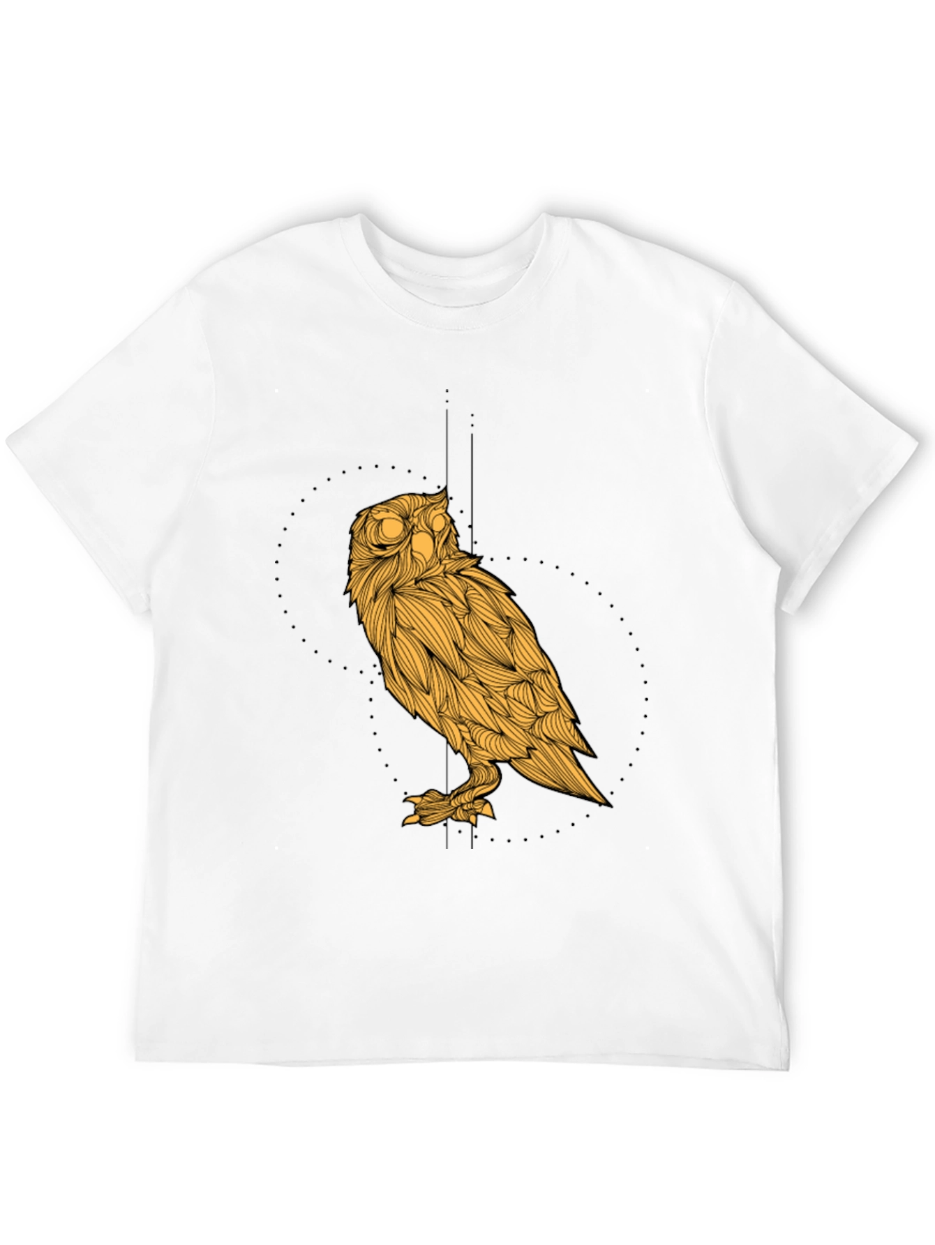 Black Men's Black T-Shirt with Golden Owl Graphic view 12