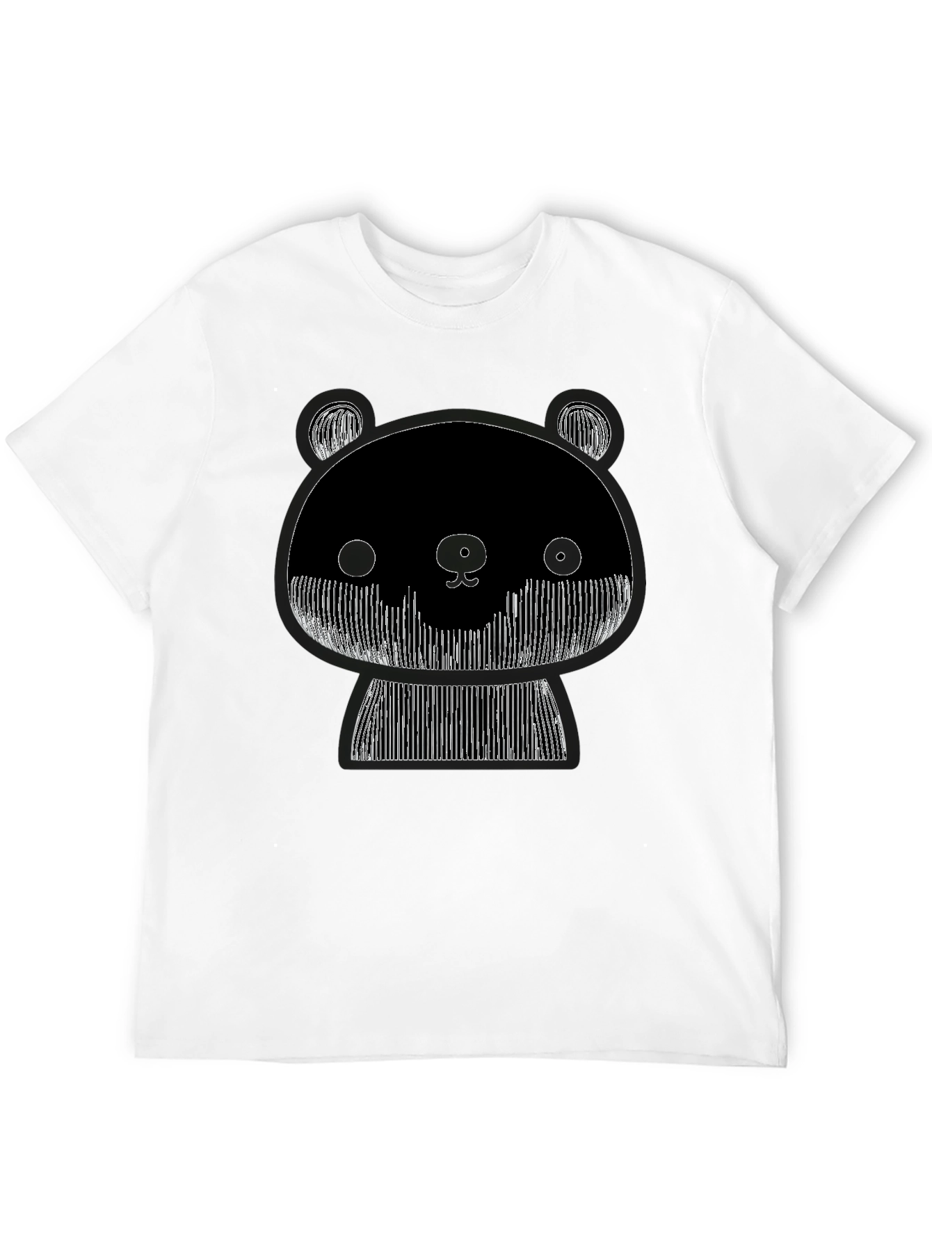 Black Graphic Black Tee: Abstract Panda Design view 12