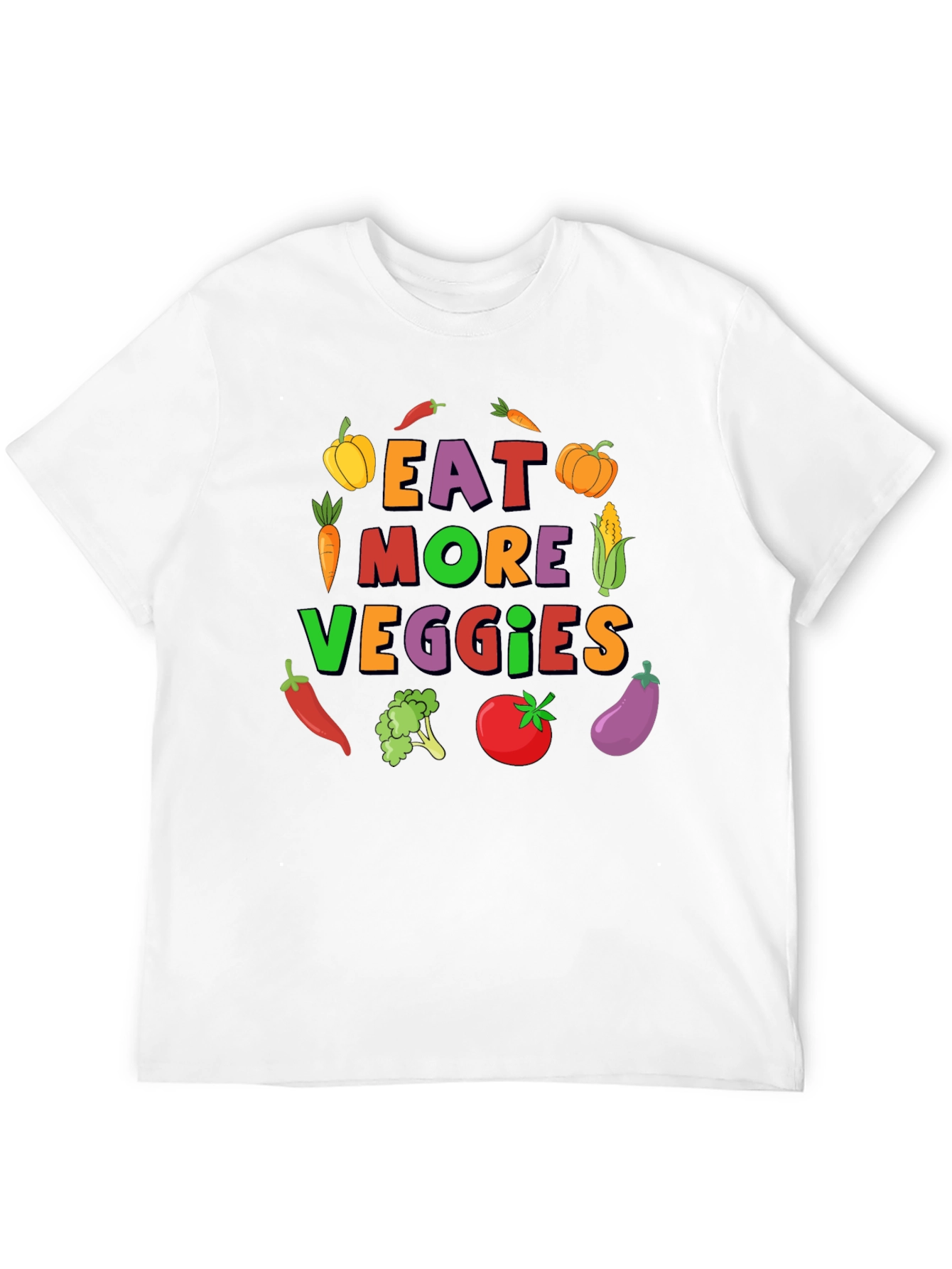 Black Eat More Veggies T-Shirt:  Colorful Graphic Tee view 12