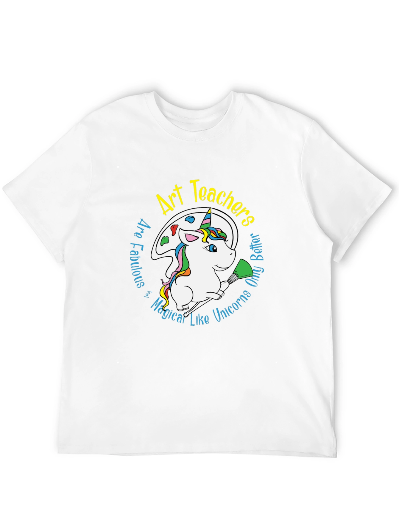 Black Art Teachers Unicorn Graphic T-Shirt - Black Cotton Blend view 12