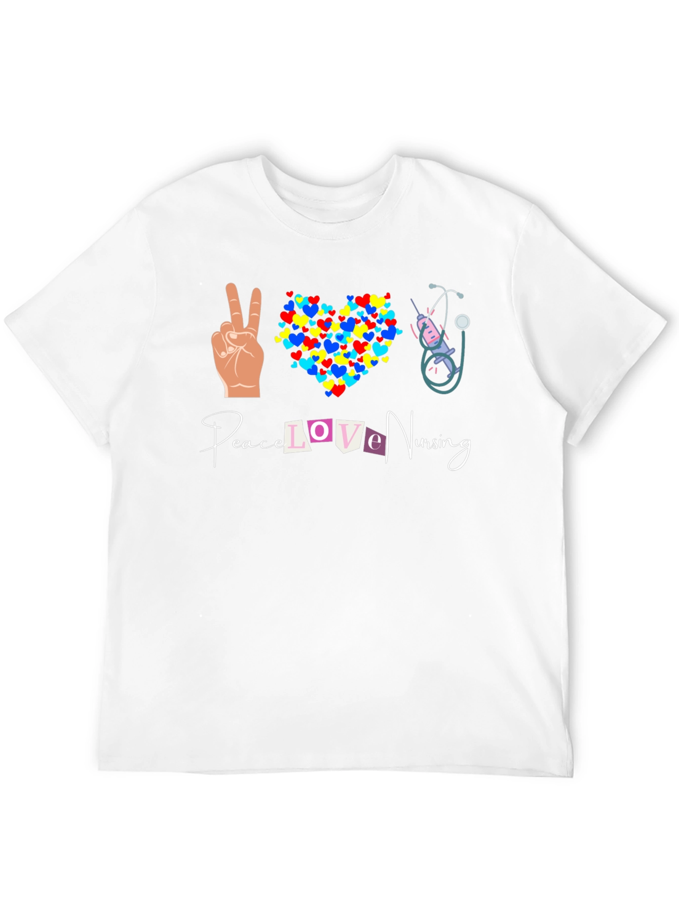 Black Peace Love Nursing Graphic T-Shirt view 12