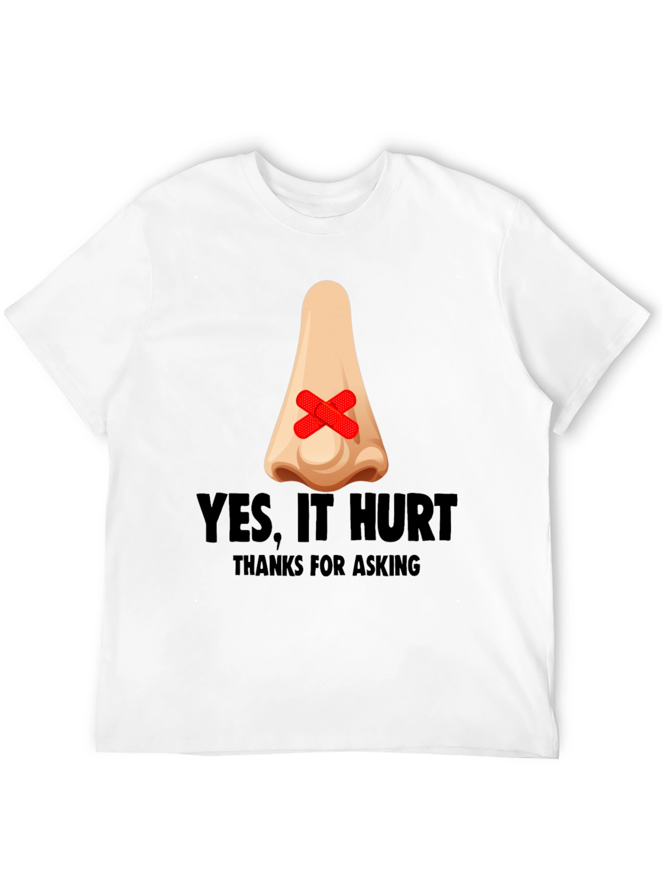 Black Humorous "Yes, It Hurt" Nose Patch T-Shirt view 12