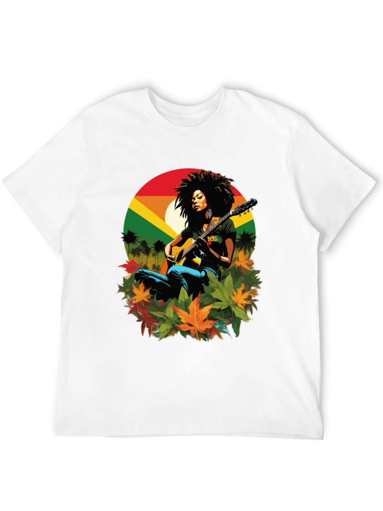 Black Rasta Woman Guitar Graphic Tee view 12