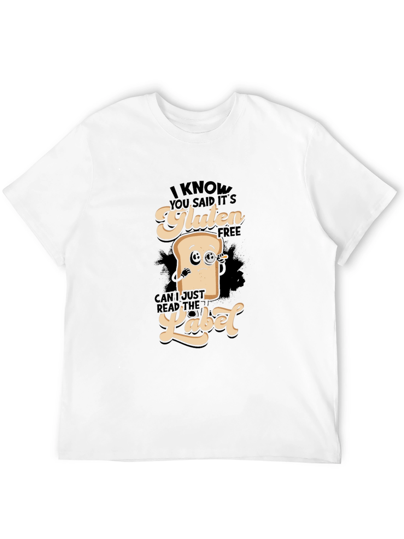 Black Gluten Free T-Shirt - Funny Foodie Tee view 12