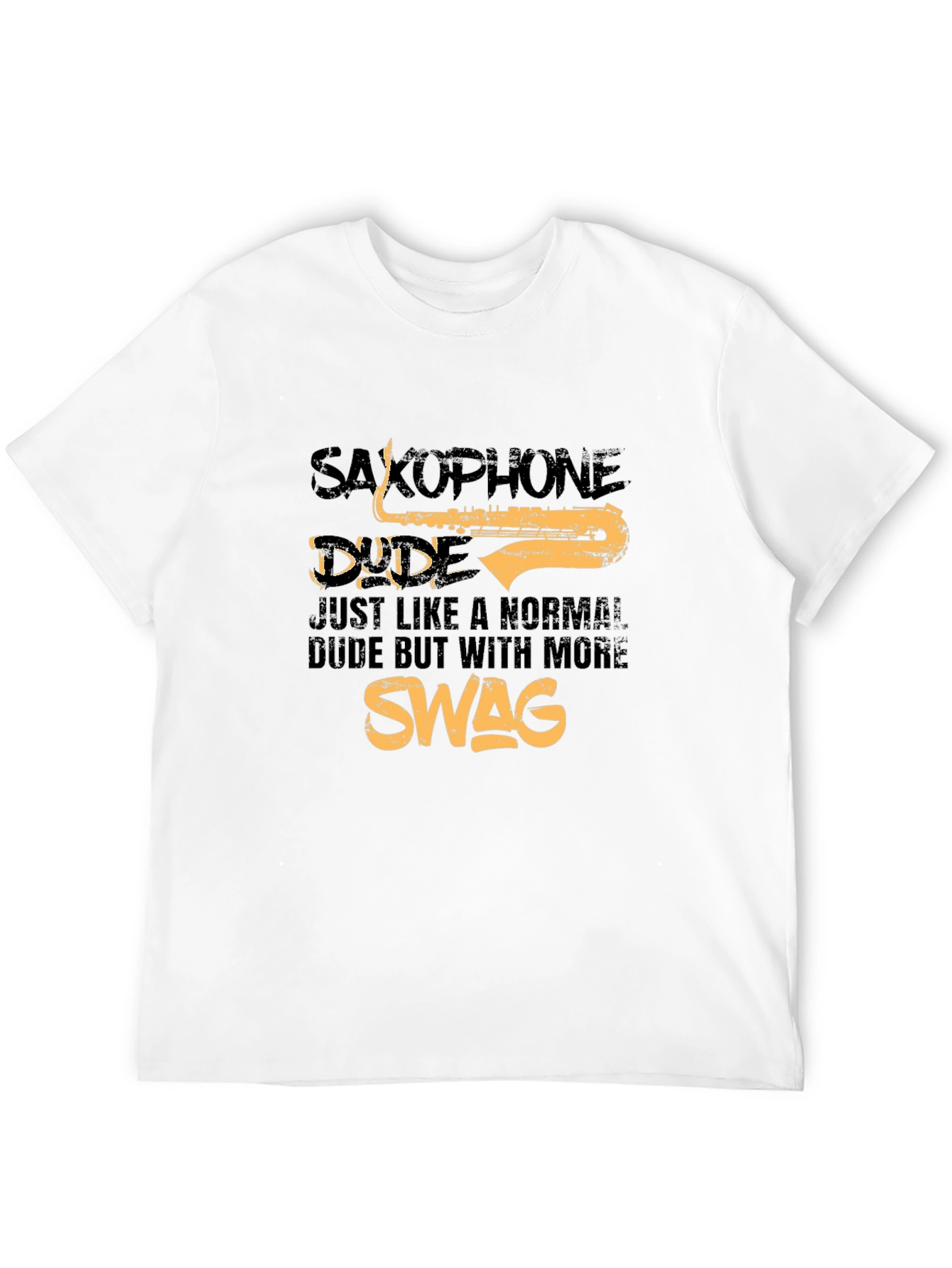 Black Saxophone Dude Swag Graphic T-Shirt view 12
