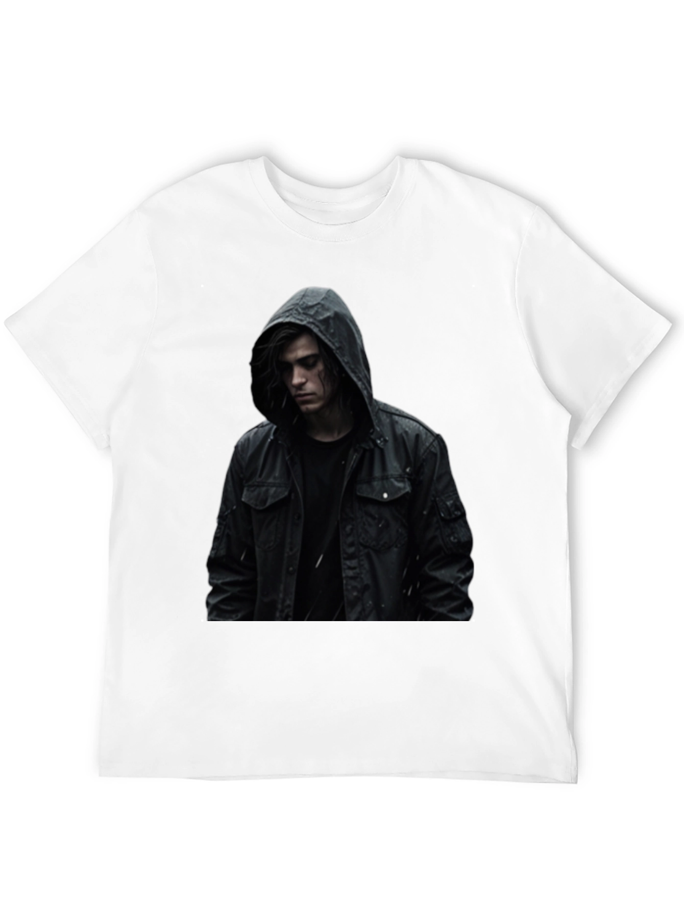 Black Hooded Figure Graphic Black T-Shirt view 12