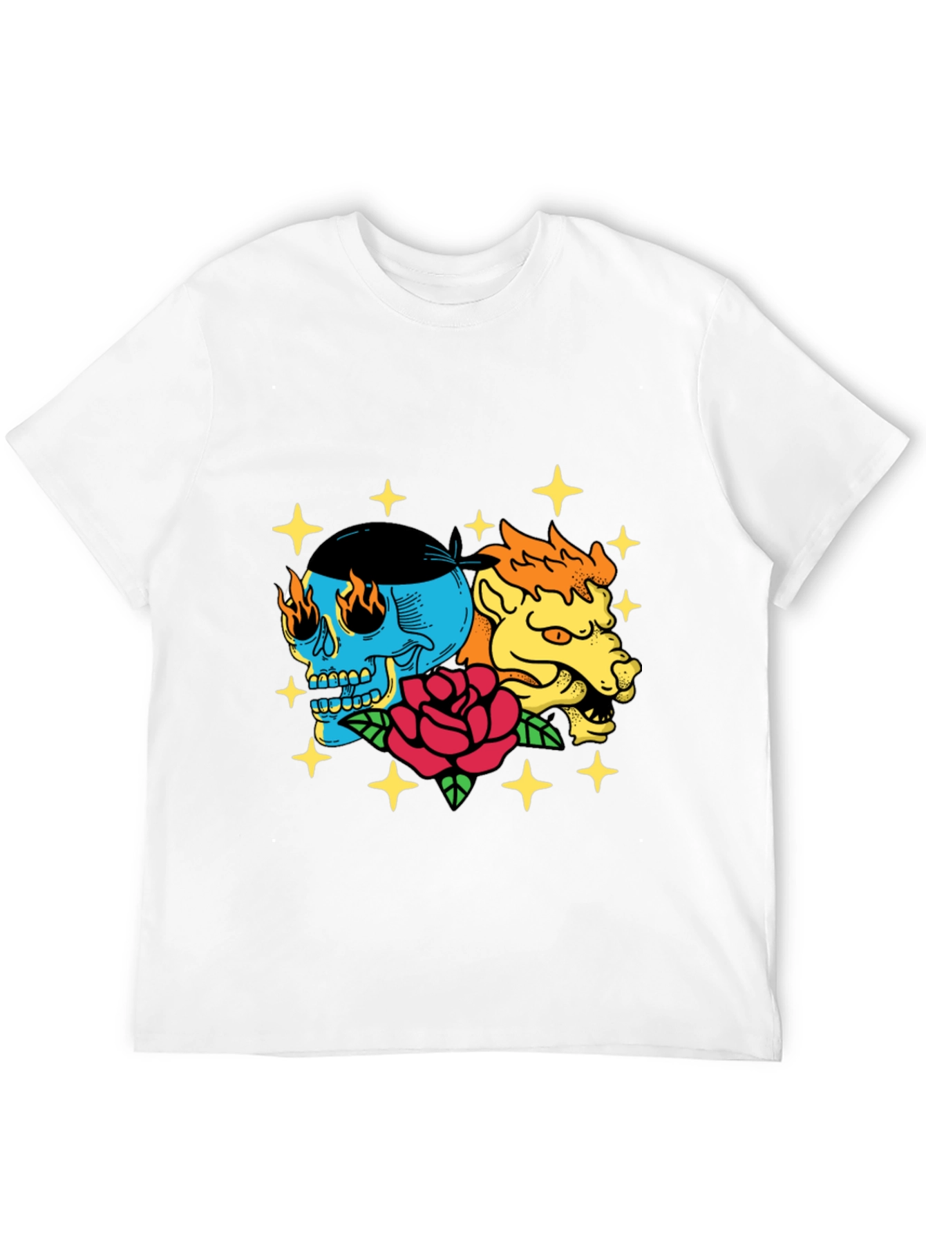 Black Skull & Beast Graphic Tee - Black Cotton T-Shirt view 12