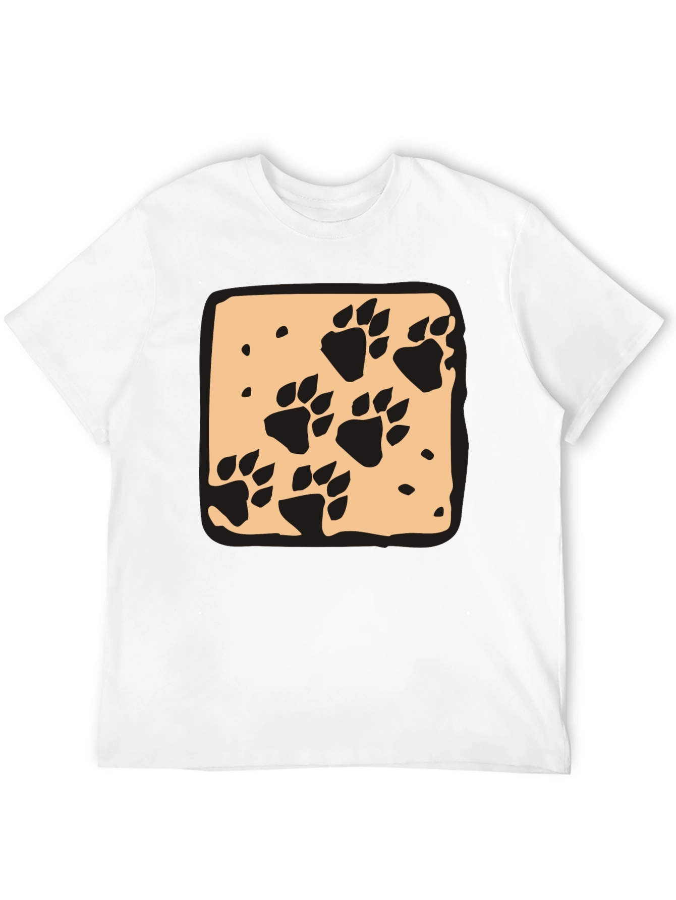 Black Paw Print Graphic Tee - Black Crew Neck Casual T-Shirt view 12