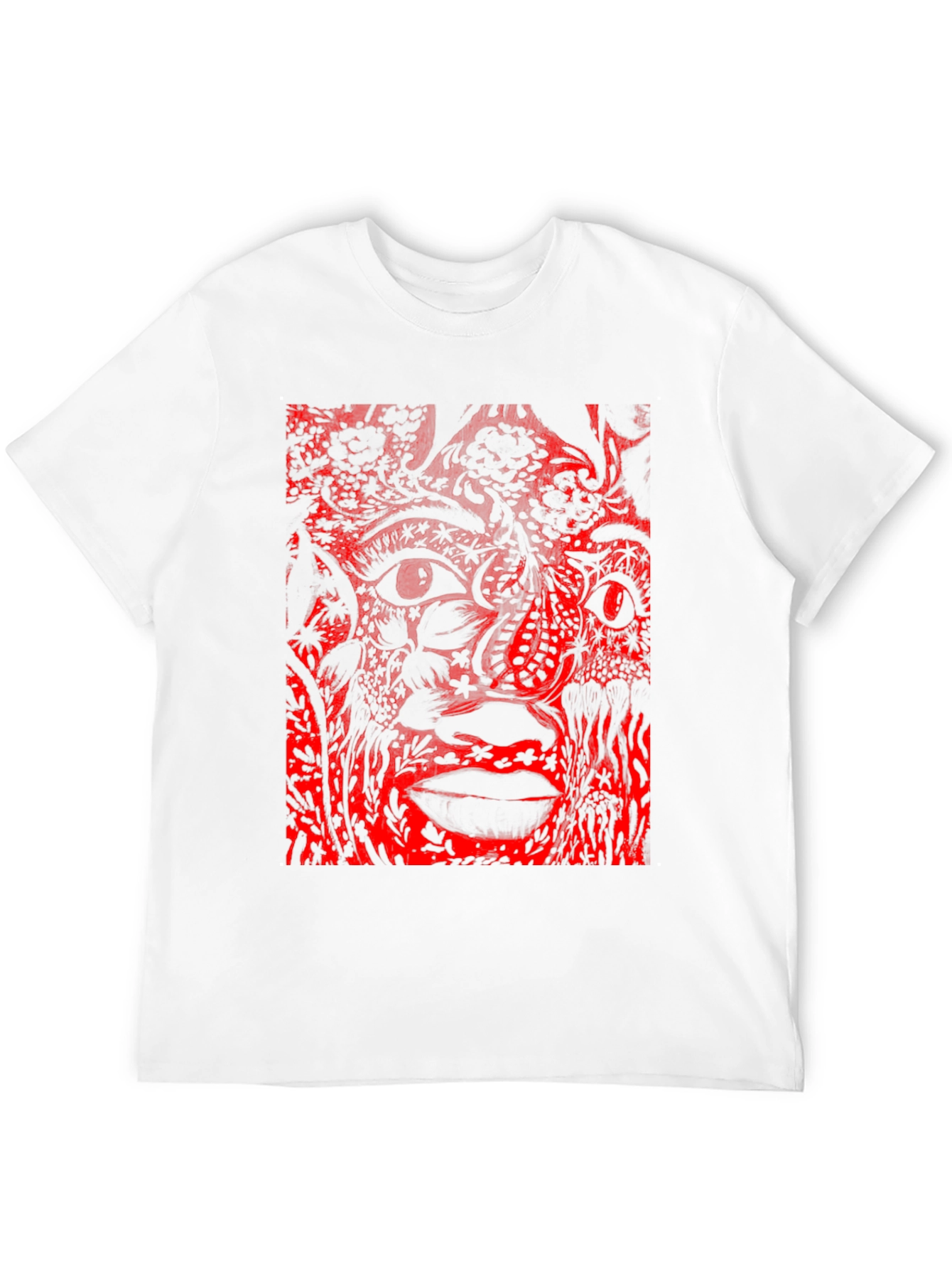 Black Abstract Red Print Black T-Shirt view 12