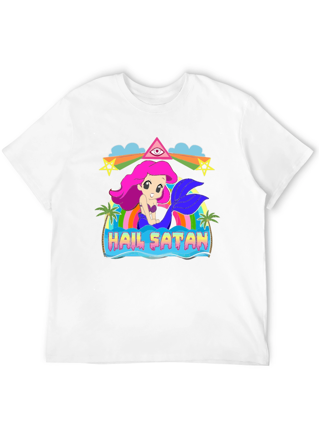 Black Hail Satan Mermaid Graphic T-Shirt view 12