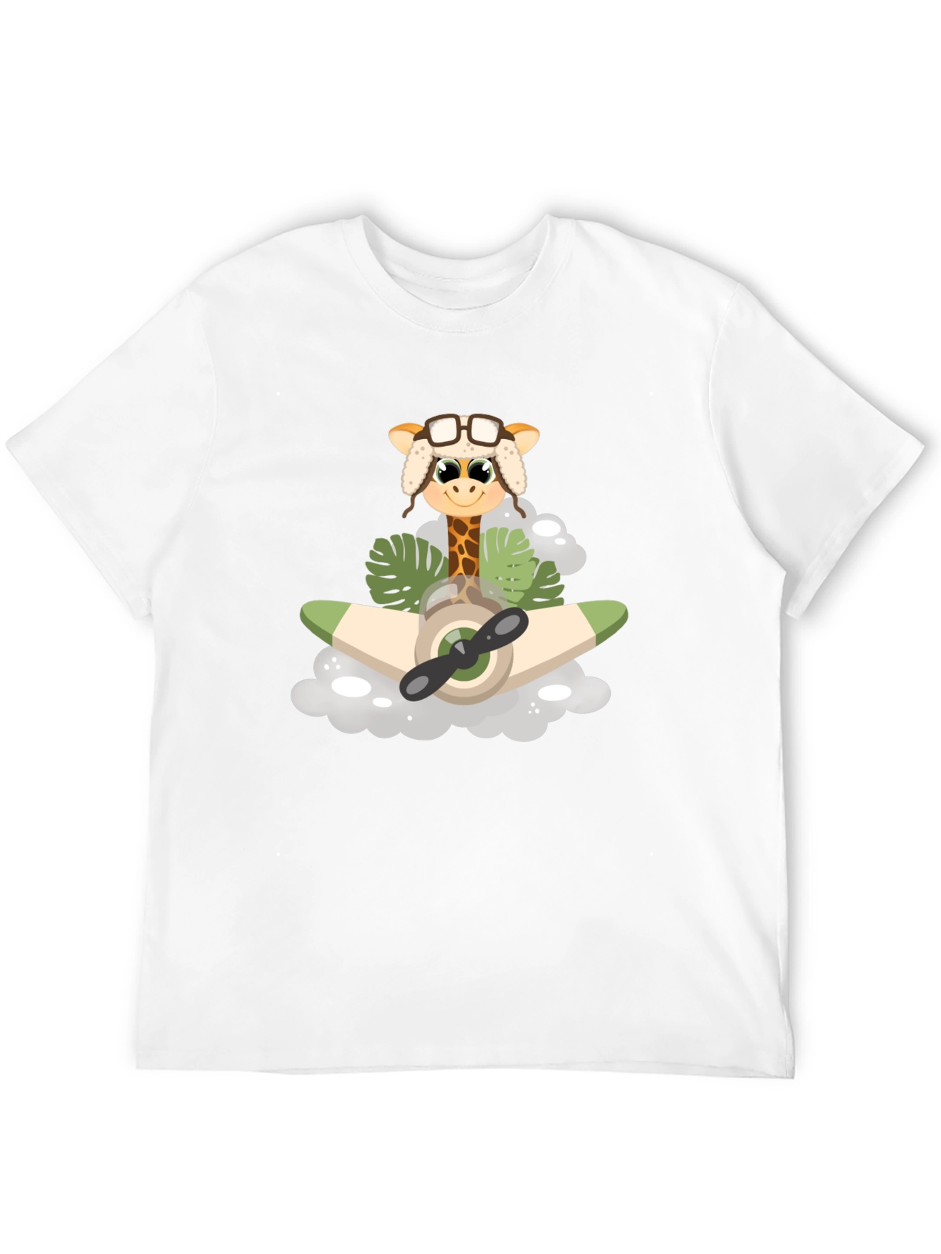 Black Giraffe Aviator T-Shirt: Cute Cartoon Plane Design view 12