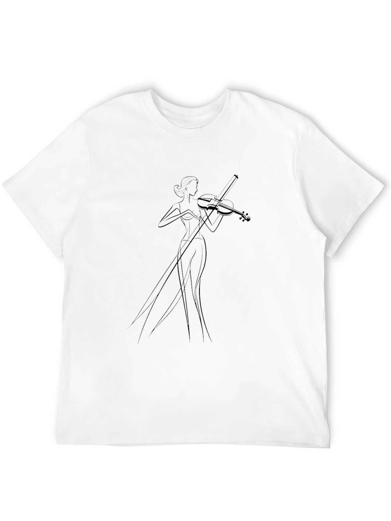 Elegant Violinist Graphic Black T-Shirt - 12