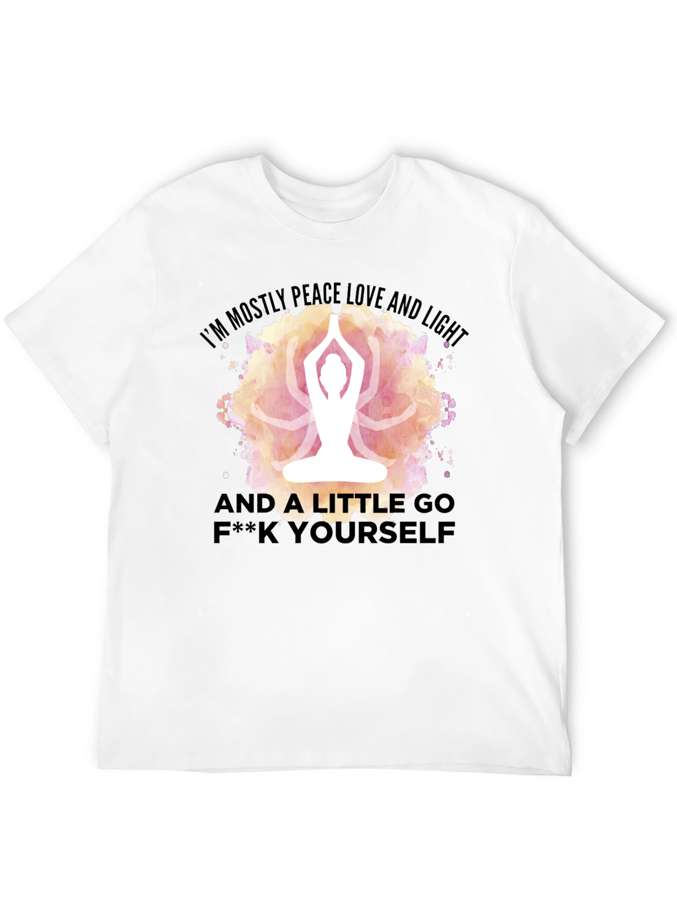 Black Peace Love Light Yoga Funny Graphic T-Shirt view 12