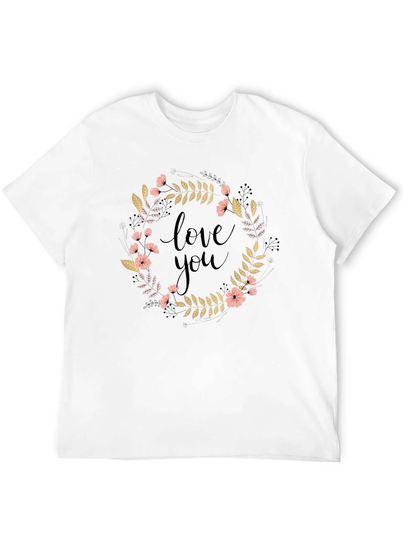Black Love You Floral Wreath Graphic Tee view 12