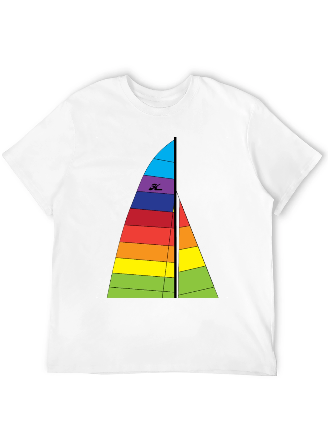Black Rainbow Sailboat Graphic Tee - Black Cotton T-Shirt view 12