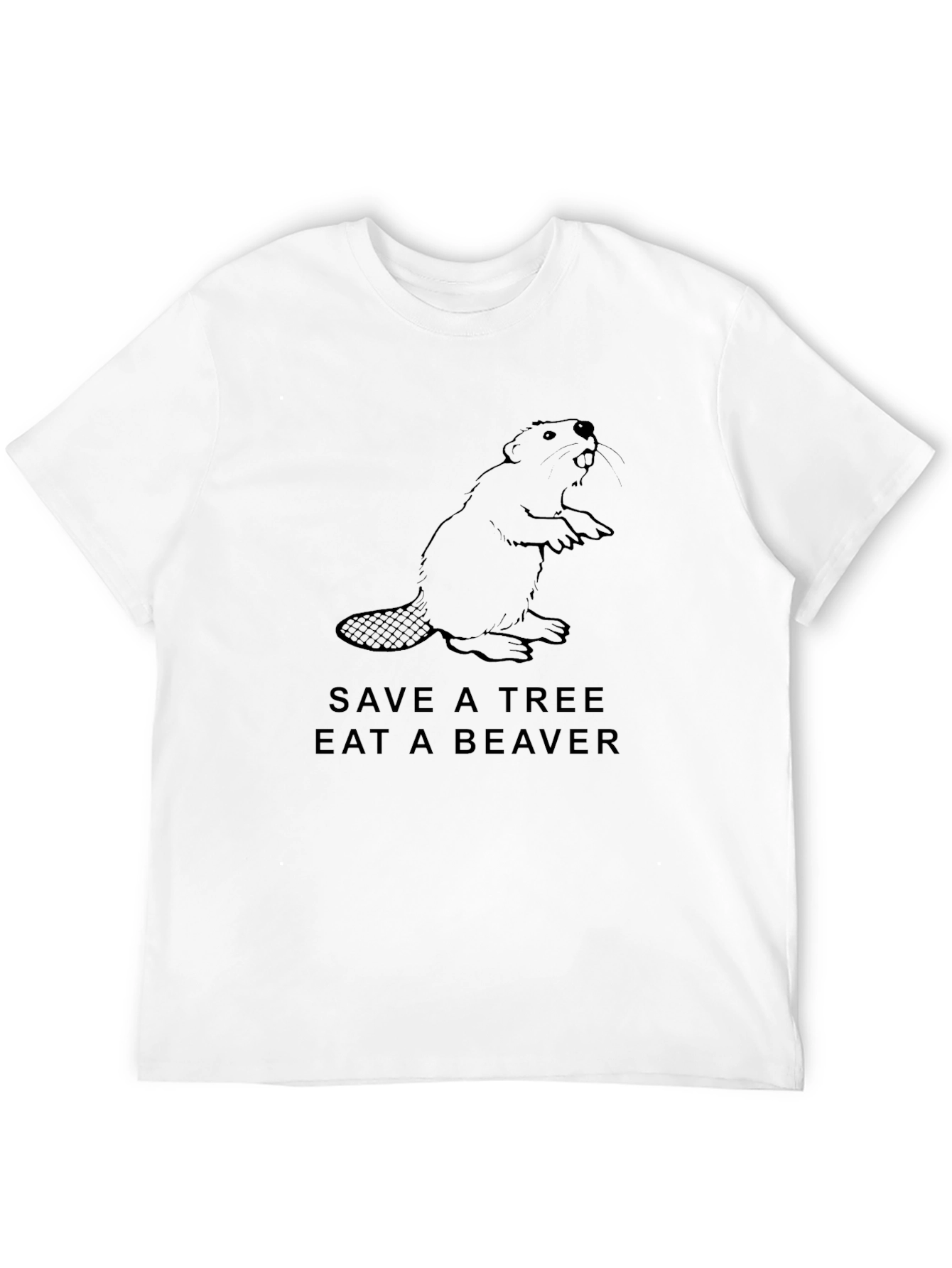 Black Save a Tree Eat a Beaver Graphic T-Shirt view 12