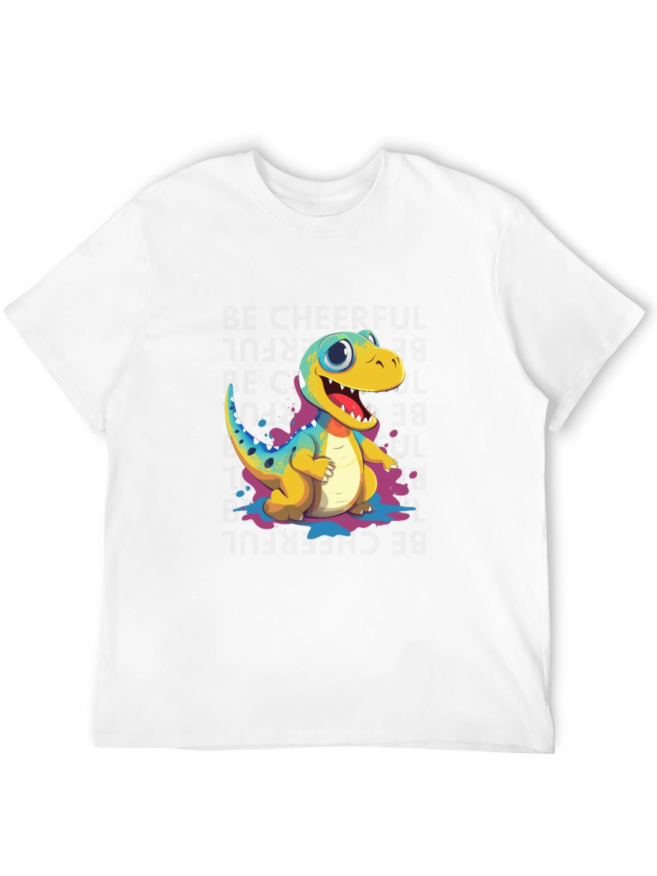 Black Cute Cartoon Dinosaur Black T-Shirt view 12