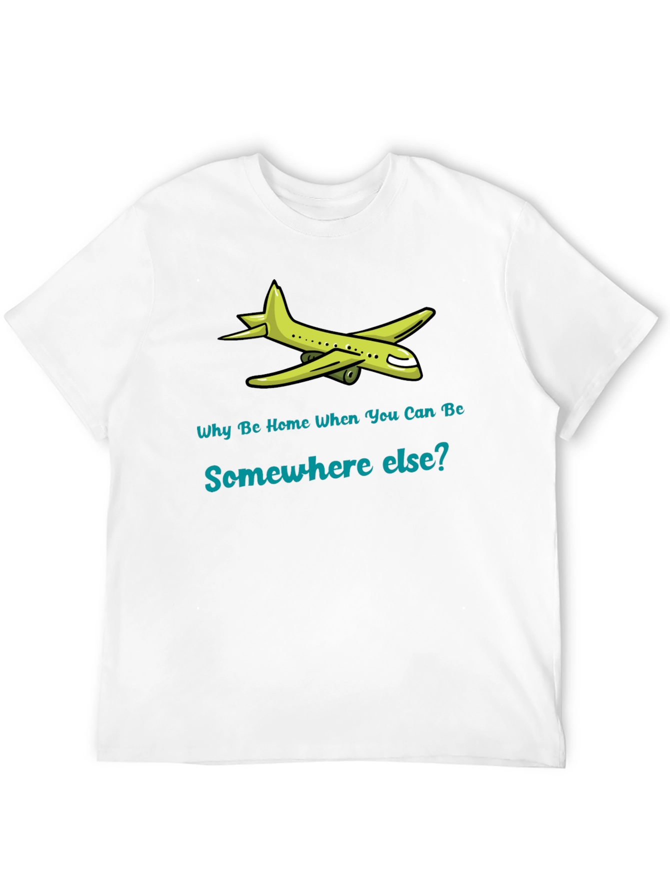Black Travel T-Shirt: Why Be Home? Airplane Graphic Tee view 12