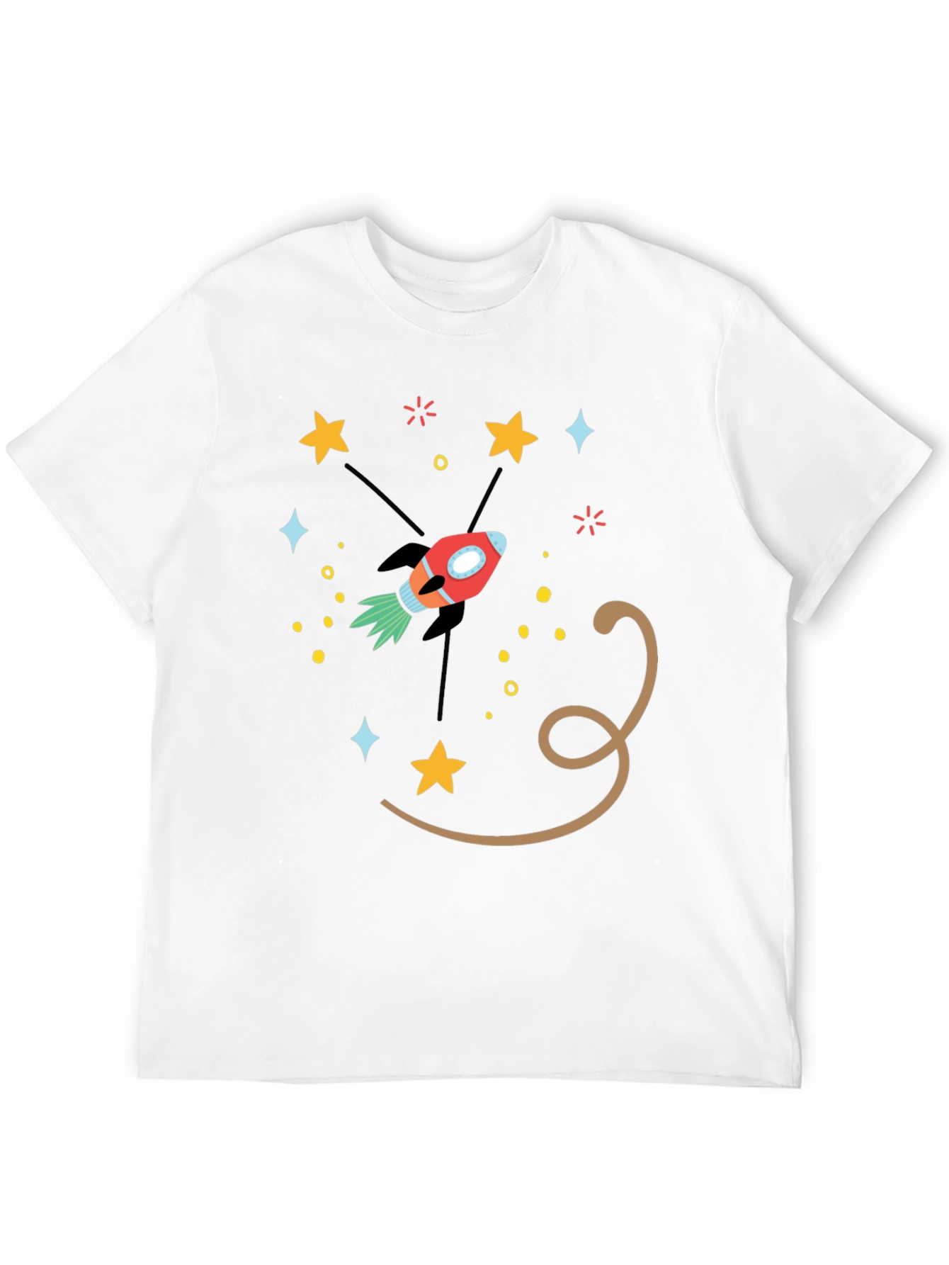 Black Space Rocket Graphic Tee - Black Cotton Blend T-Shirt view 12