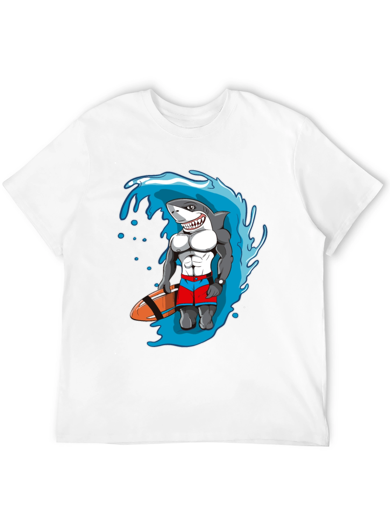 Black Shark Lifeguard Black T-Shirt, Funny Cartoon Design view 12
