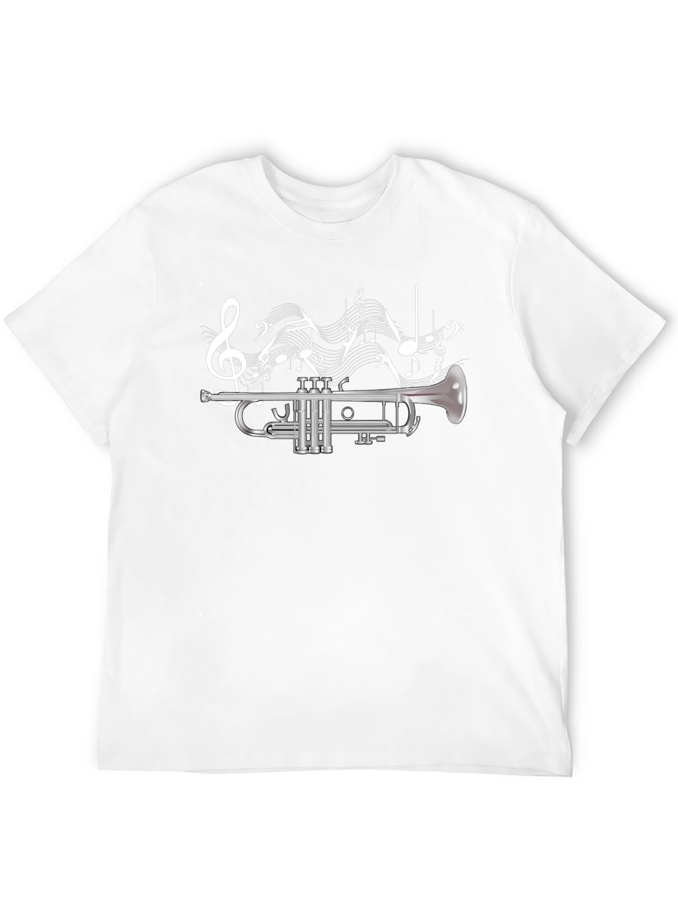 Black Trumpet & Music Notes Graphic T-Shirt view 12