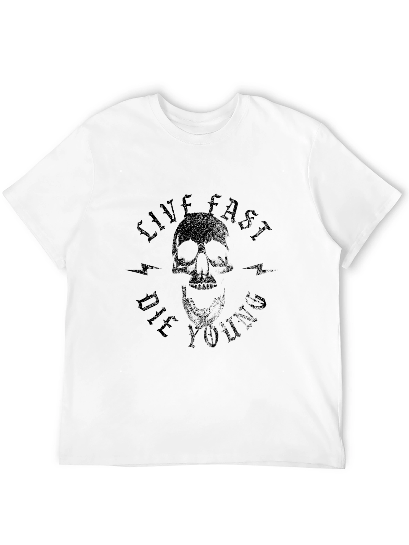 Black Live Fast Die Young Skull Graphic T-Shirt view 12