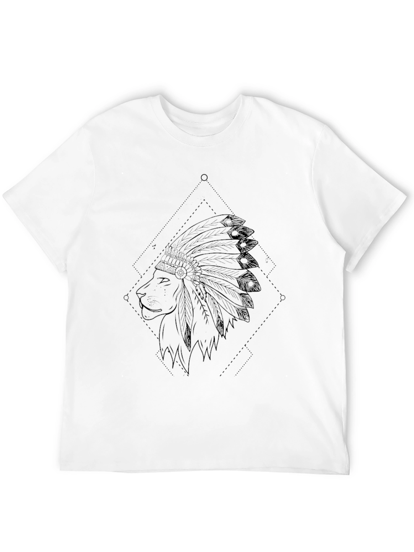 Black Lion Headdress Graphic Black T-Shirt view 12