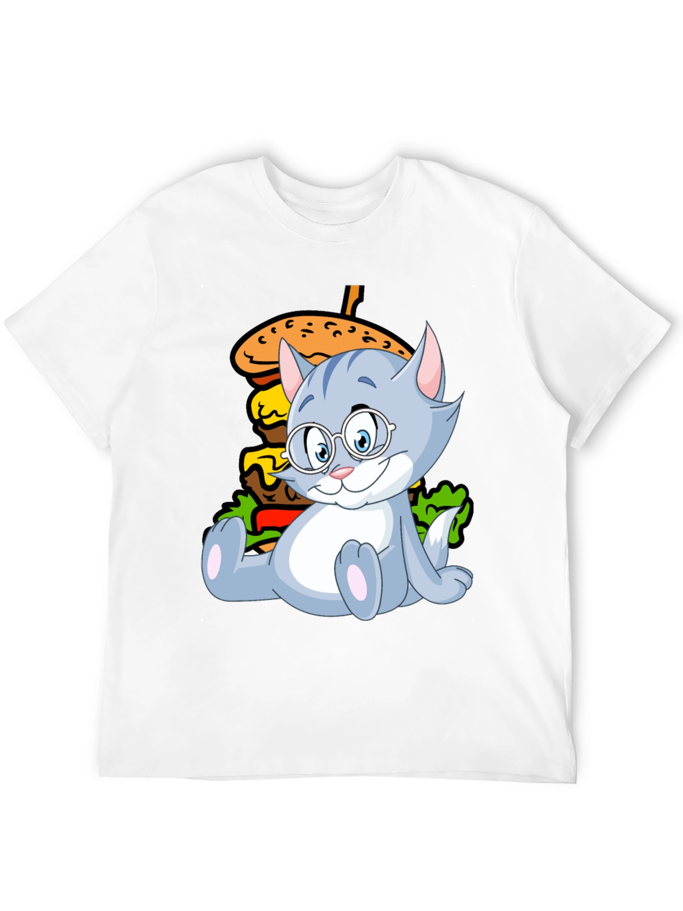 Black Cat and Burger Graphic Black T-Shirt view 12