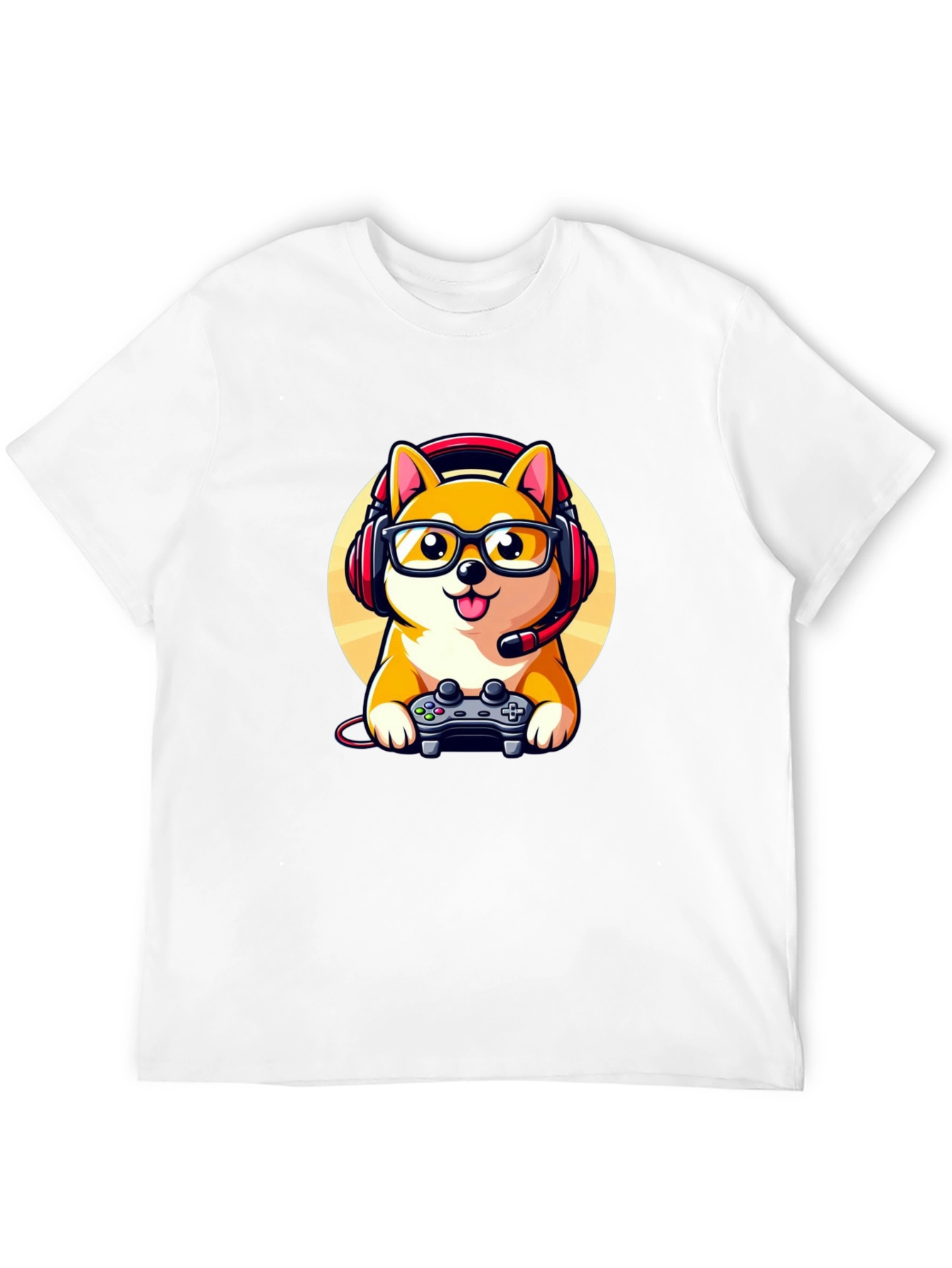 Black Gamer Dog T-Shirt: Shiba Inu with Headset view 12