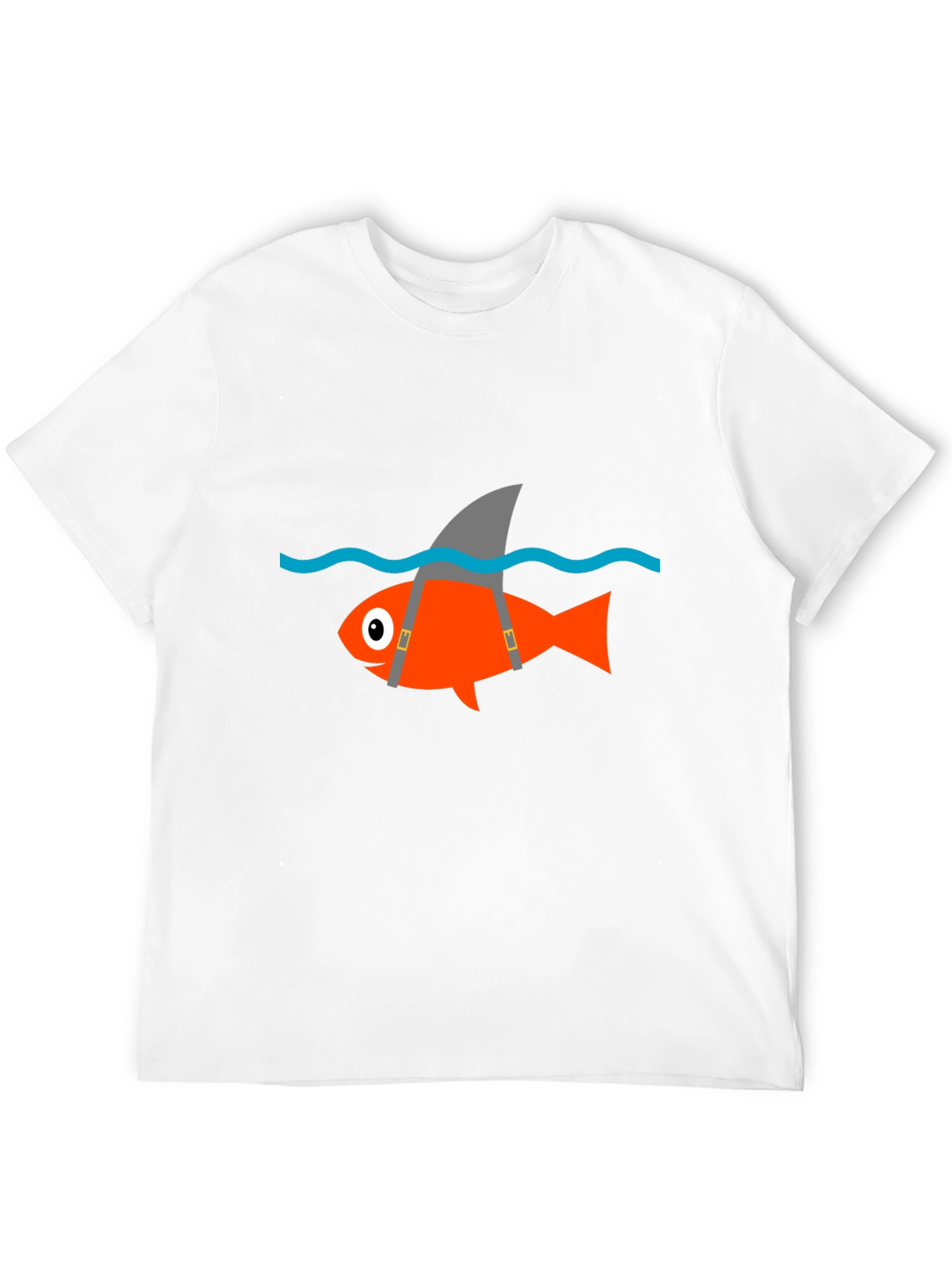Black Funny Fish Shark Fin T-Shirt - Black Cotton Tee view 12